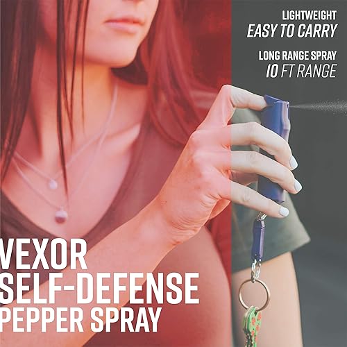 Miniatura 3 de Gel en spray de pimienta, fuerza policial, tapa abatible y agarre para los dedos, llavero de liberación rápida, más de 20 disparos, rango de 10 a 12