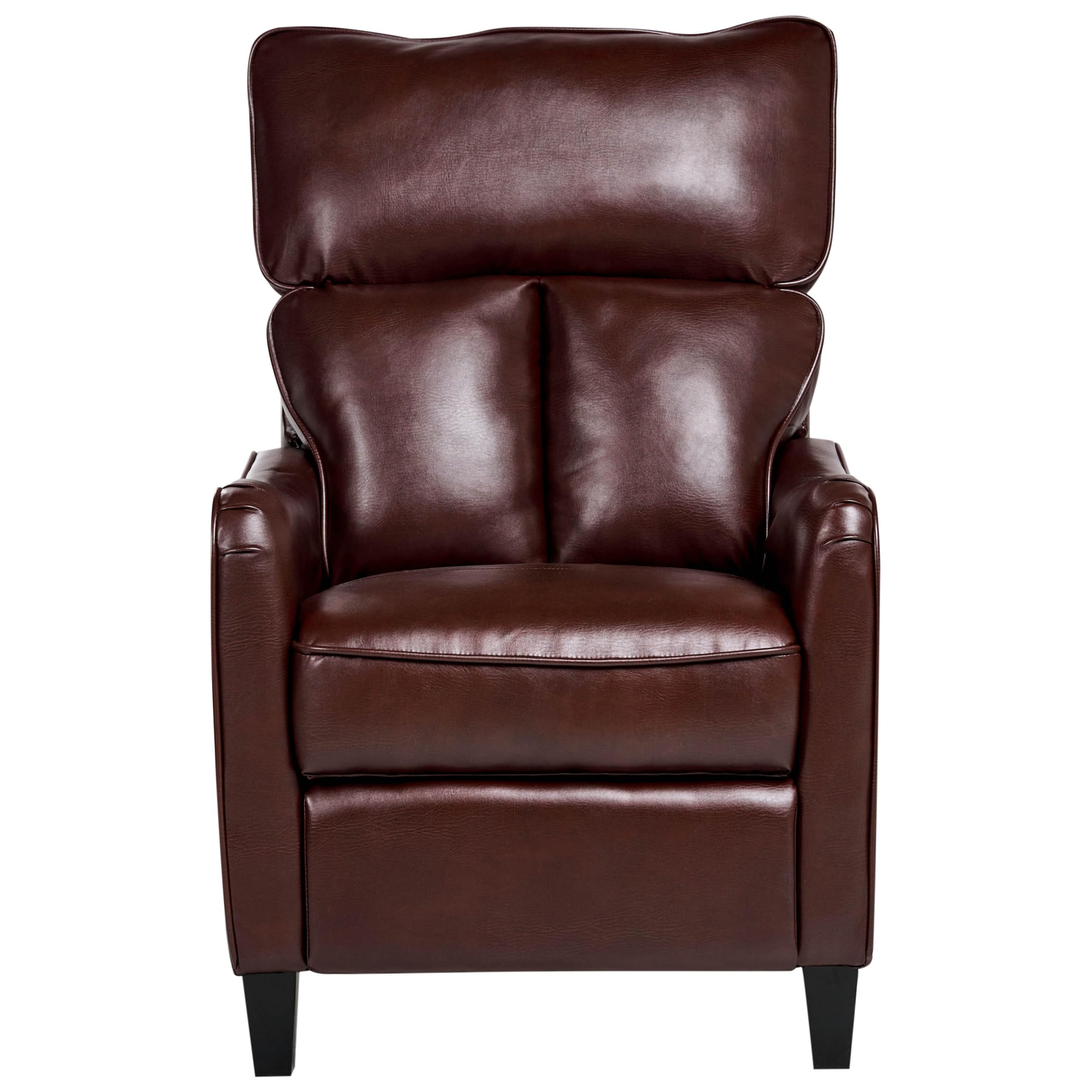 Beliani Fauteuil TV Relax en Cuir PU Marron Foncé avec Dossier et Repose-Pied Réglables Confort d'Assise Luxueux et Design Traditionnel