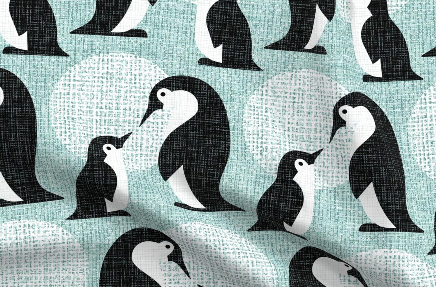 Spoonflower Fabric - Arctic Animals Retro Zoo Penguin Faux Texture Baby Black and White Printed on Petal Cotton Fabric Fat Quarter - Sewing Quilting Apparel Crafts Decor