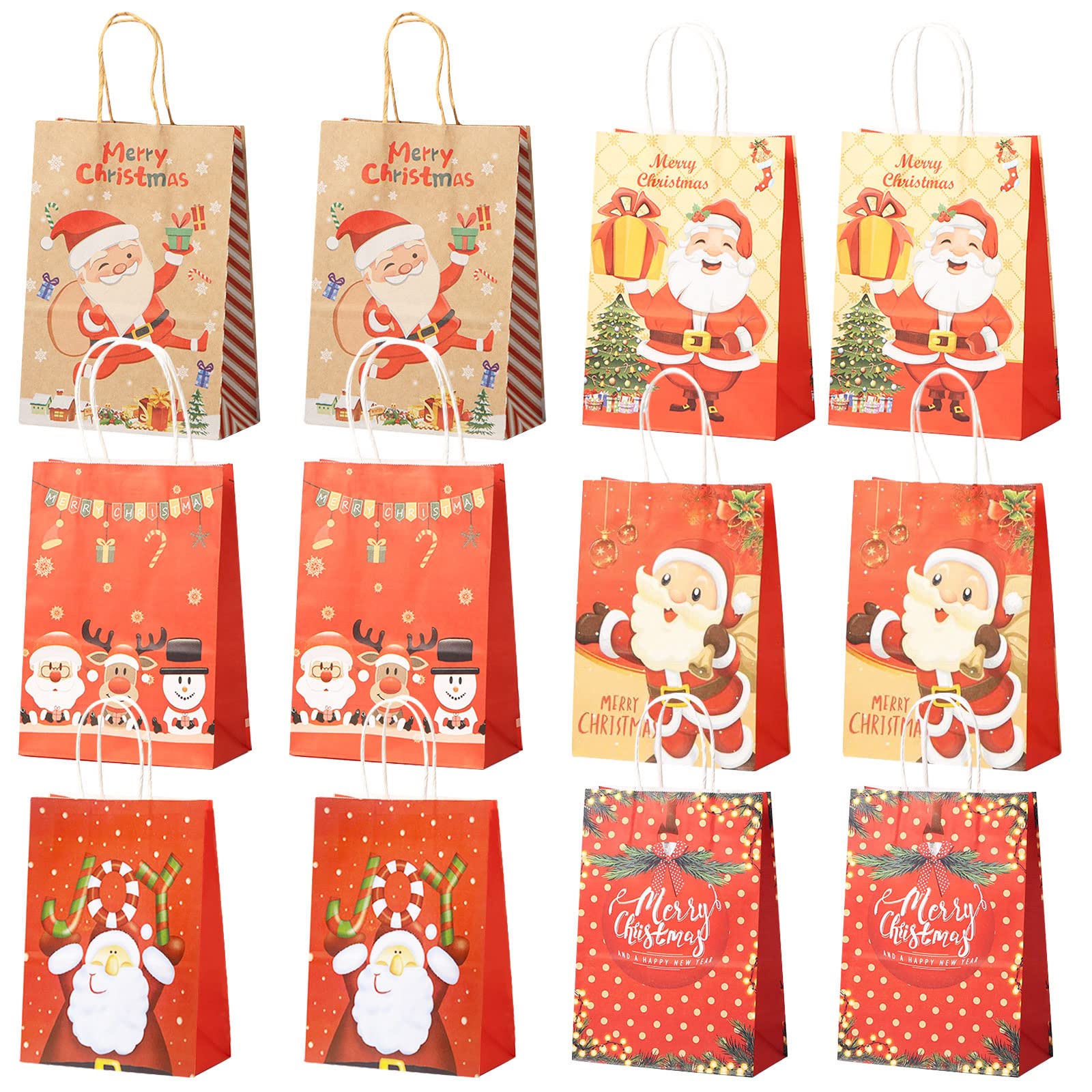 12 Sacs De Cadeaux De Noël, Cadeau Noel Kraft, Sac Cadeau Noël Pour Bonbons Cadeaux De