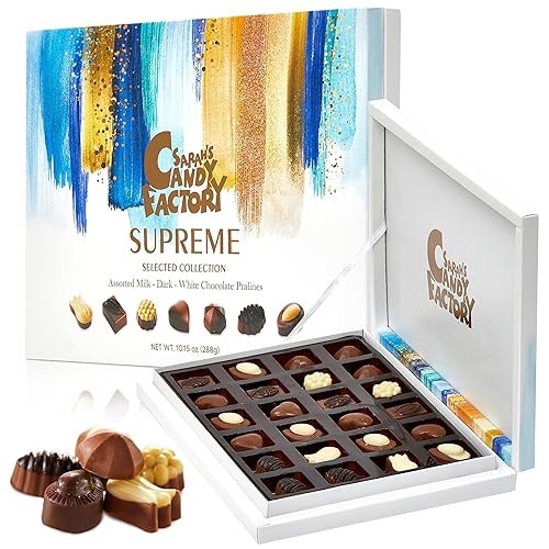 Gift Box, Premium Gourmet Assorted, Supreme Selected Collection Assorted Milk, Dark and White Chocolate Pralines 10.15 Oz