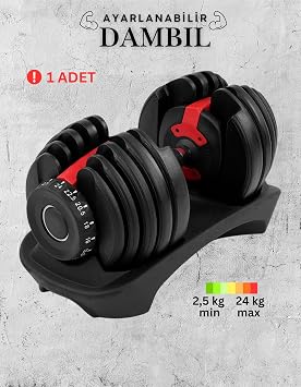 Adjustable Dumbbell Set - 24kg Single Piece