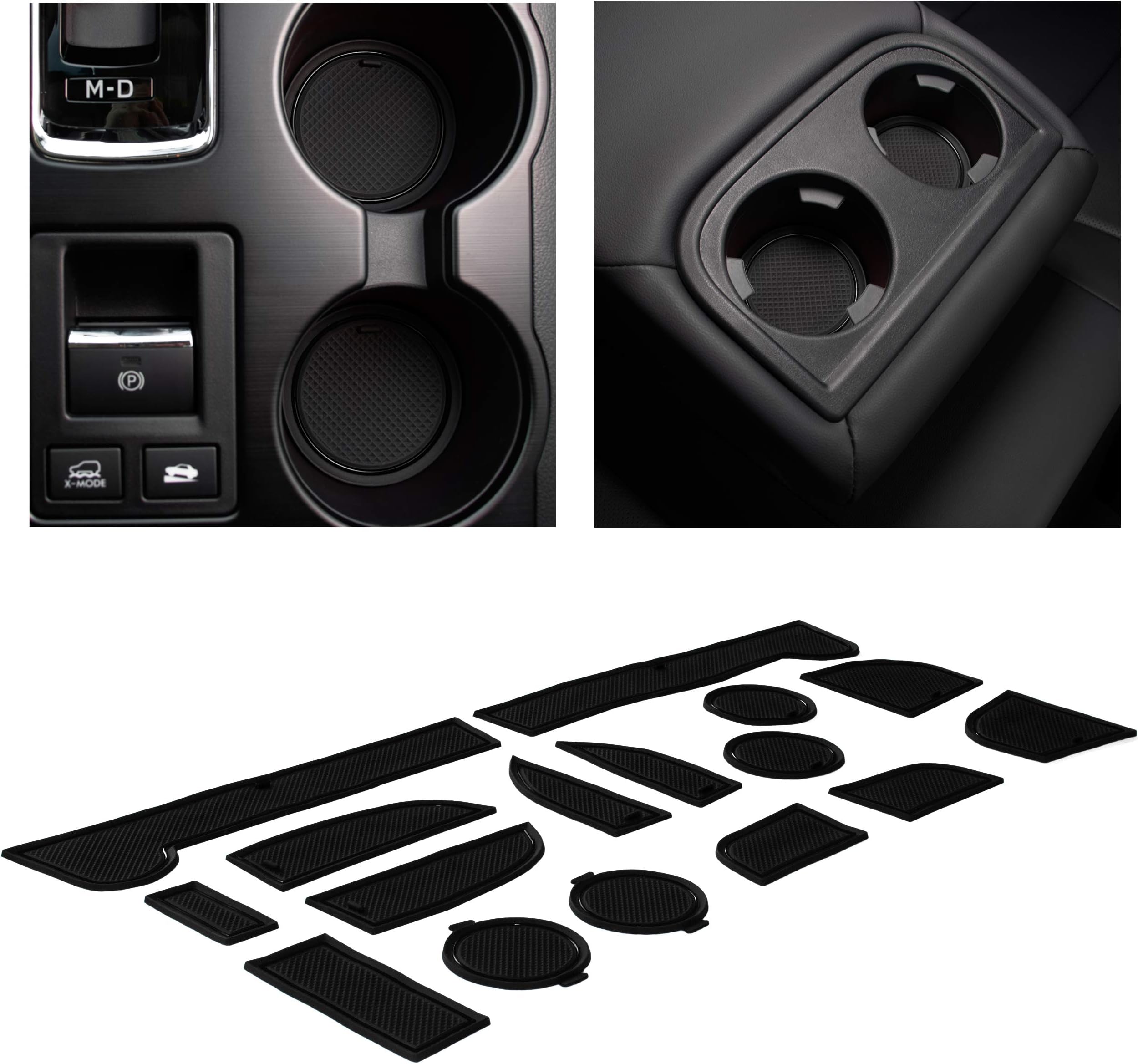 CupHolderHero for Subaru Outback 2020-2024 16pc Cup Holder Insert Set, Solid Black (Black Trim, Outback 2015-2019 & Legacy 2015-2019)