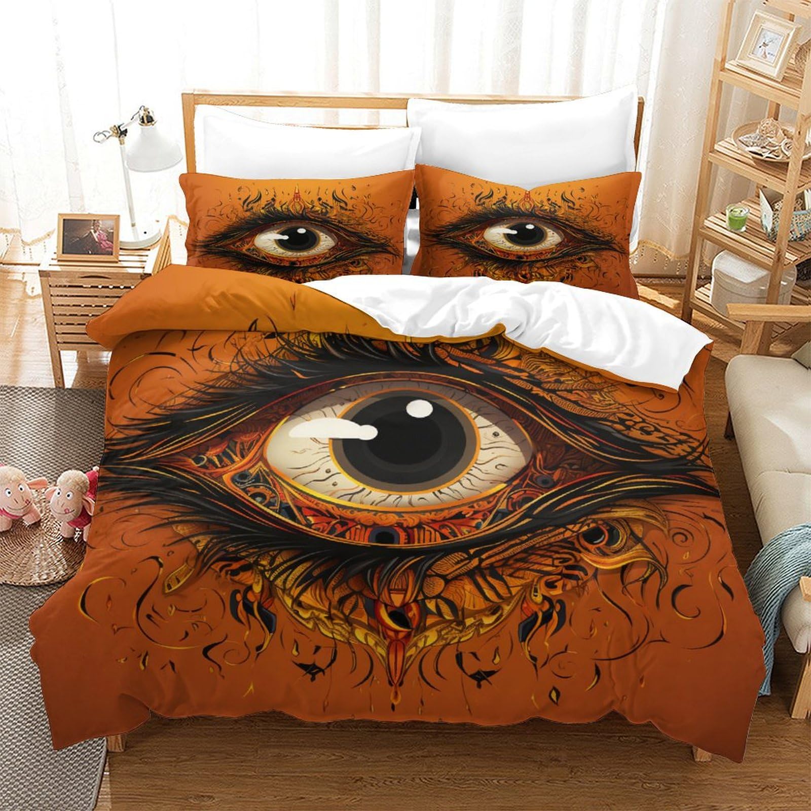 P1S9U7W5Y 3D Printed Artistic Eye 3pcs Microfiber Duvet Cover Set Creative Bedding Set King