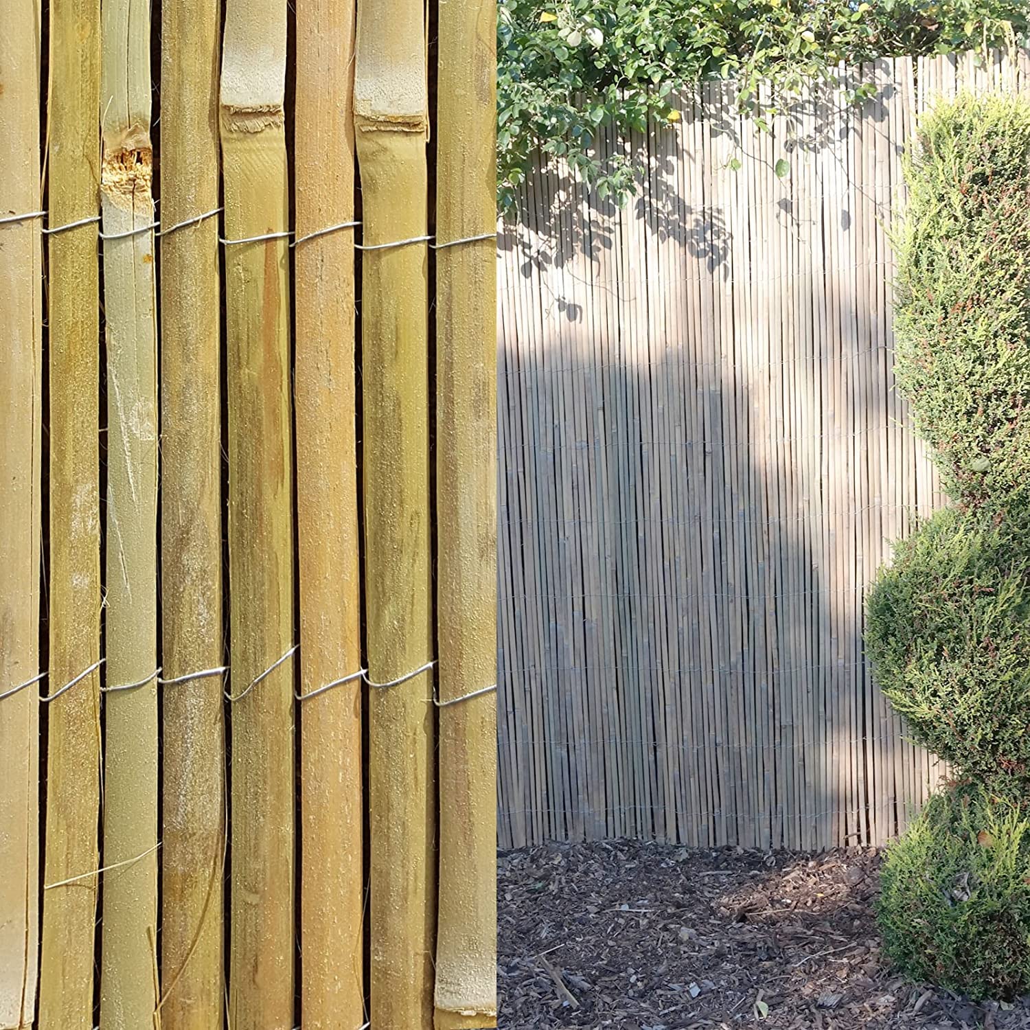 Flickbuyz Brown - Artificial Real Natural Bamboo Slat Fencing Screening Roll For Garden Outdoor Privacy (4M X 1M Slatted)