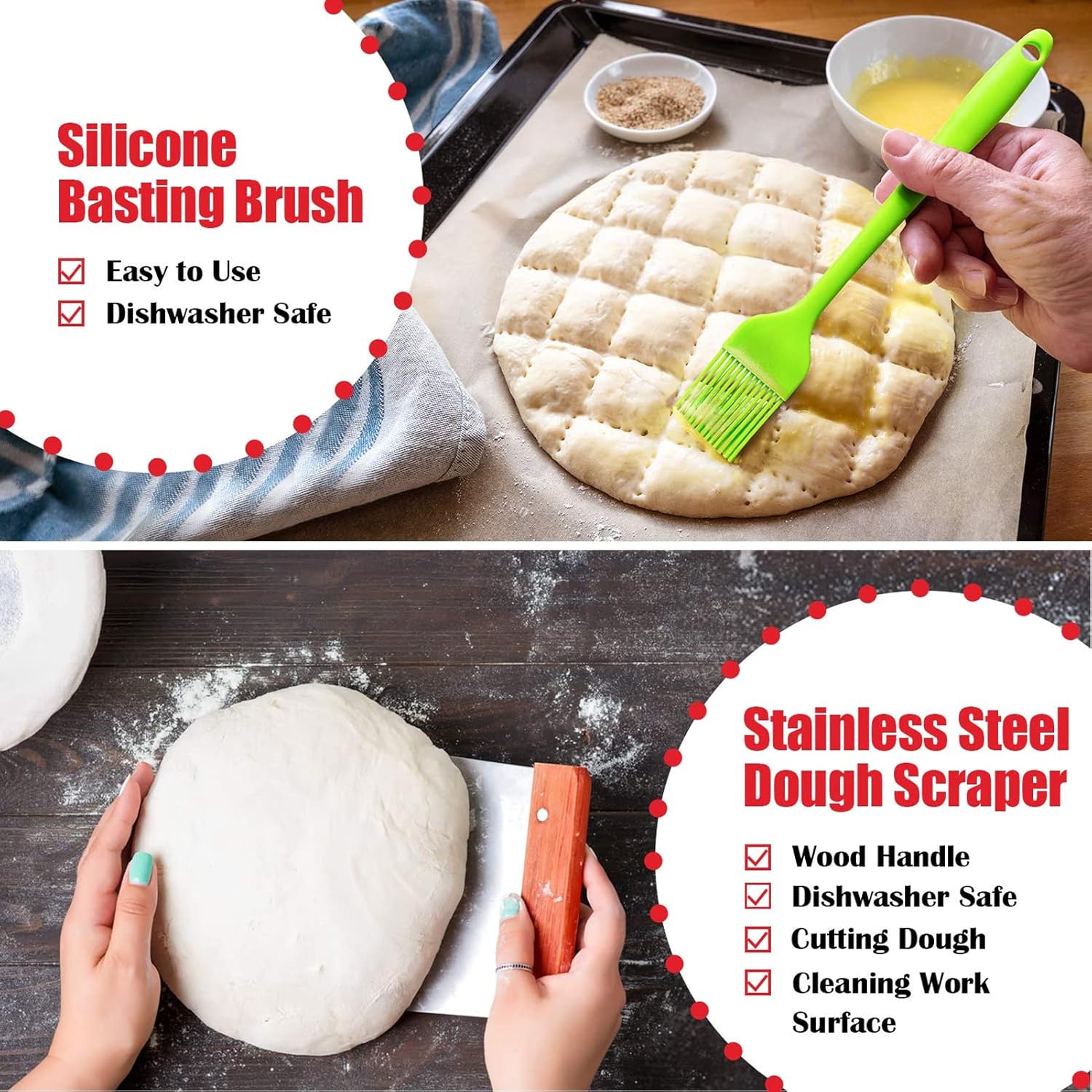 パンプルーフバスケットセット、10.2インチ円形および8.7インチ楕円形サワー種バスケット、パン作り用品ツール、ベーキングギフトセッ