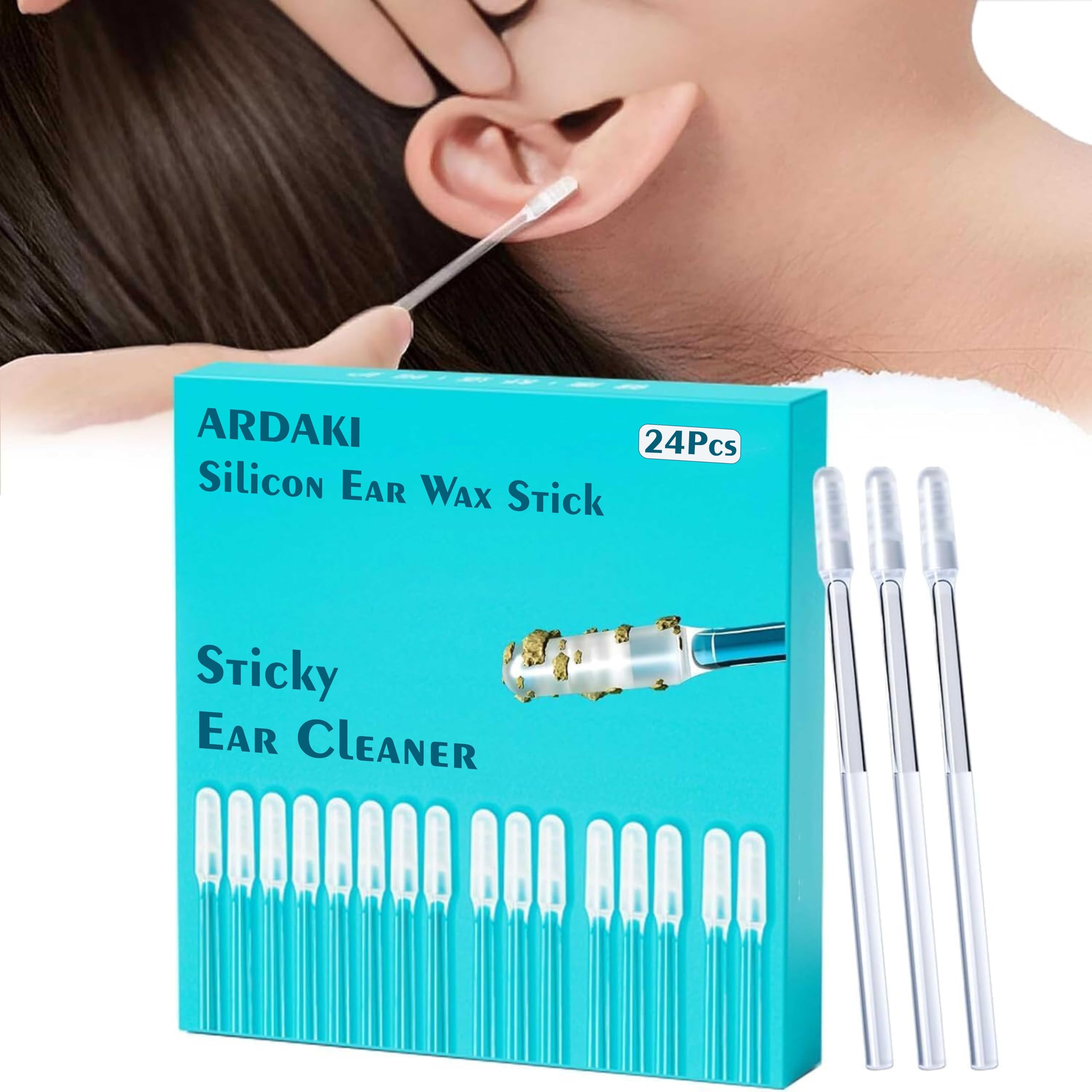 ARDAKI Silicone Ear Wax Cleaner Stick Reusable Ear Wax Remover Tool Kit Set With Storage Pack Ear Curette Cleaner Ear Buds Cleaner Ear Cleaner Tool Ear Wax Removal-image-7