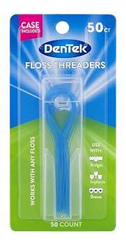 DenTek Floss Threaders | For Braces, Bridges, and Implants | 50 Count Pack of 1