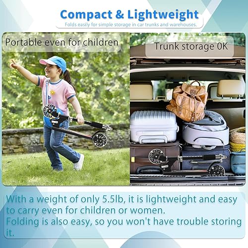 Miniatura 4 de Scooter for Kids with Light up Wheels, 3 Adjustable Levels, Rear Brake