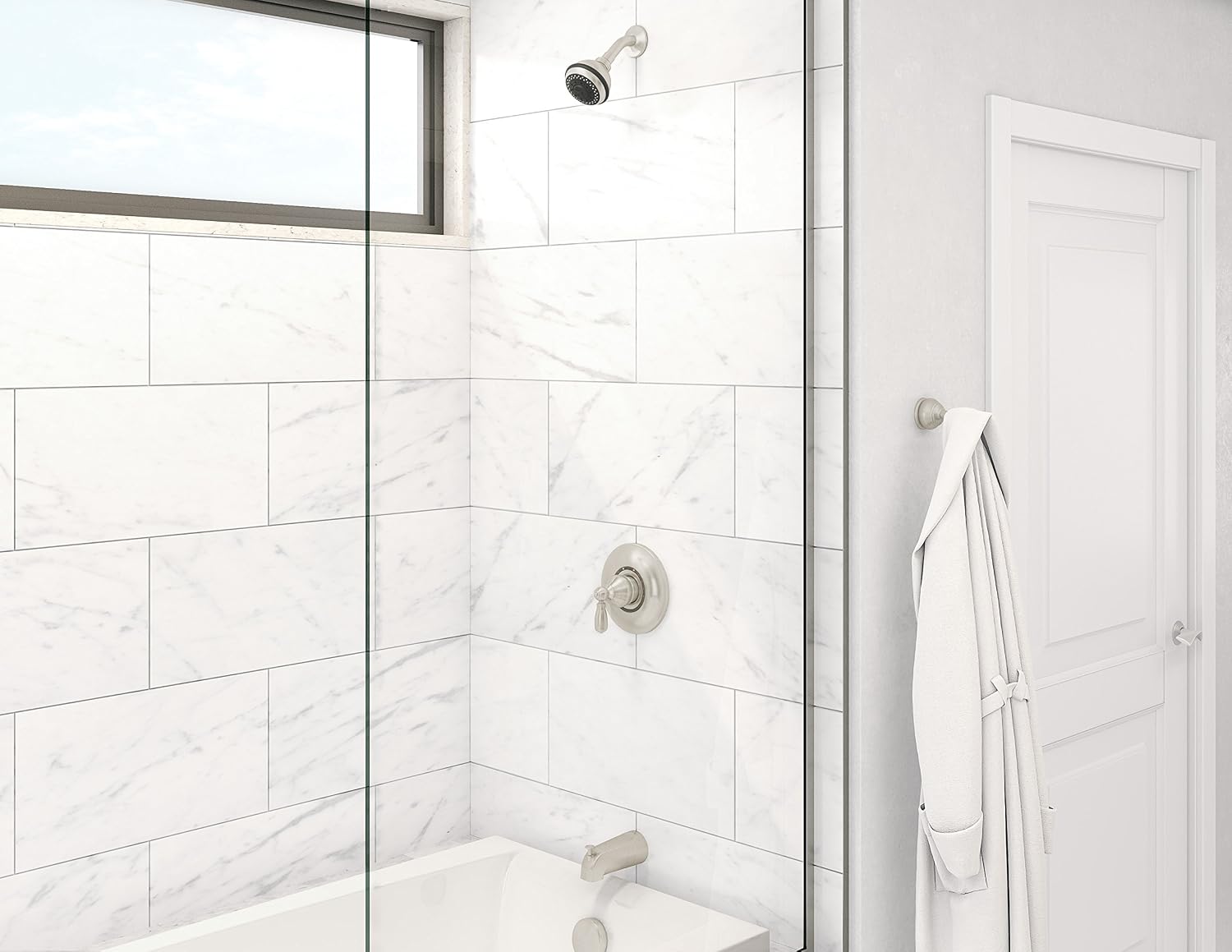Symmons 4702-STN-1.5-TRM Allura Single Handle 3-Spray Tub and Shower Faucet Trim in Satin Nickel - 1.5 GPM (Valve Not Included)