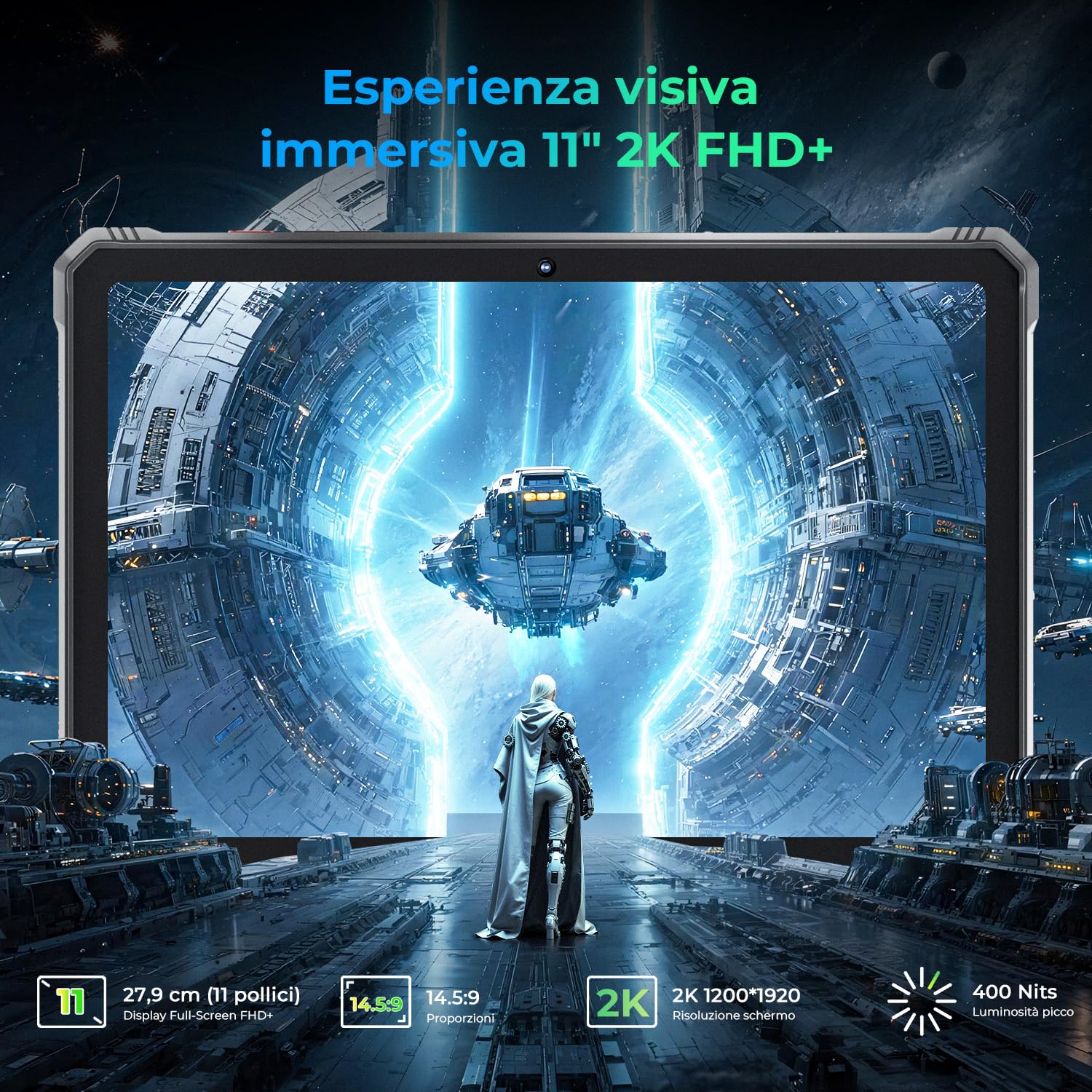 HOTWAV R9 Ultra 5G Rugged Tablet Android 15-2K 11 Pollici Stilo Tablet | 24GB+512GB/2TB TF Tablets Impermeabile, 20080mAh Robusto Tablet PC 64MP+16MP/IP68 69K/Dual SIM 5G/5G WiFi/Face ID/GPS/OTG