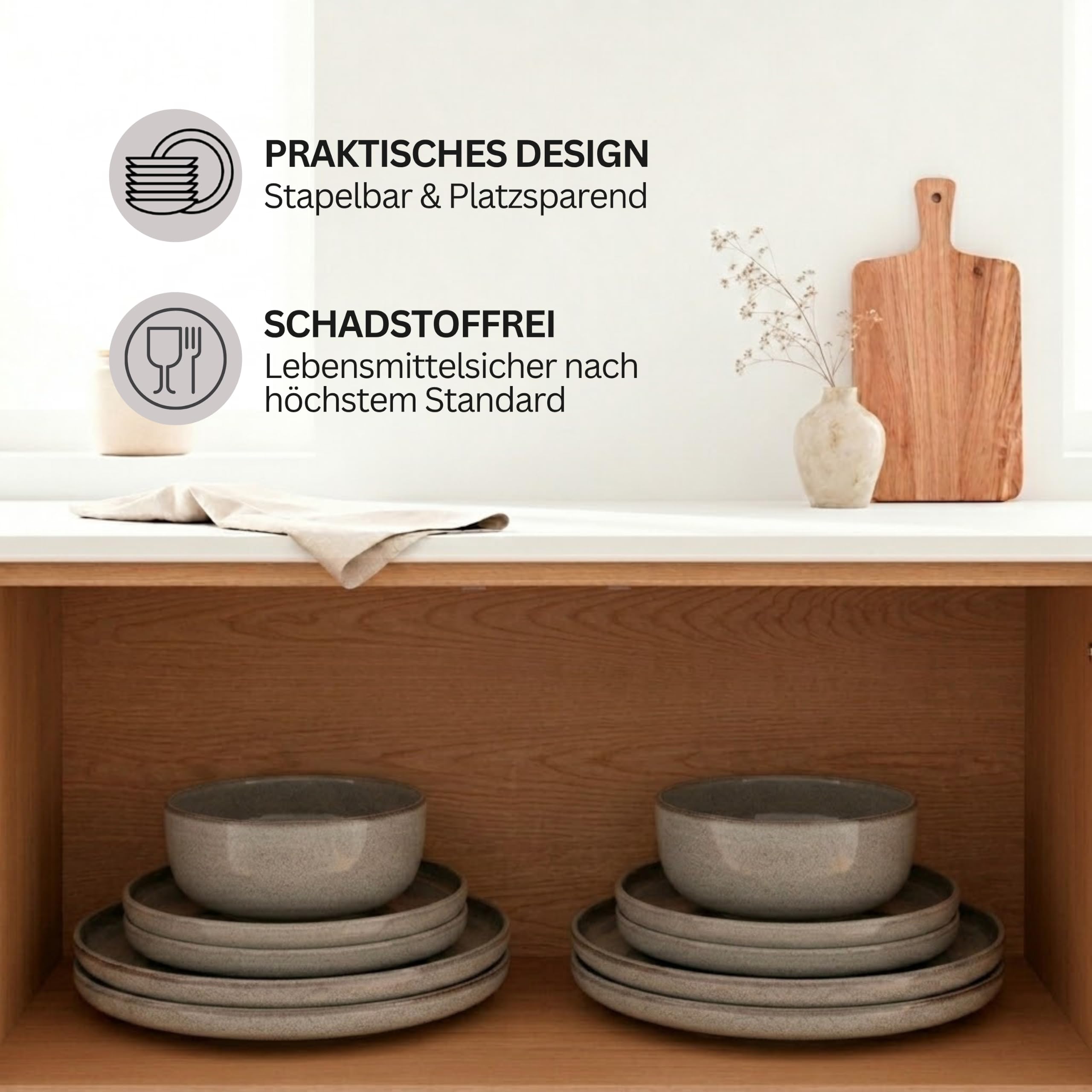 SÄNGER Kairo Clay | Kombiservice 6 Personen, Teller Set Kaffeebecher Pastaschale 30 tlg, Steingut Geschirr Set spülmaschinen- mikrowellen- kratzfest, Geschirrset aus Steingut | VALUE COLLECTION