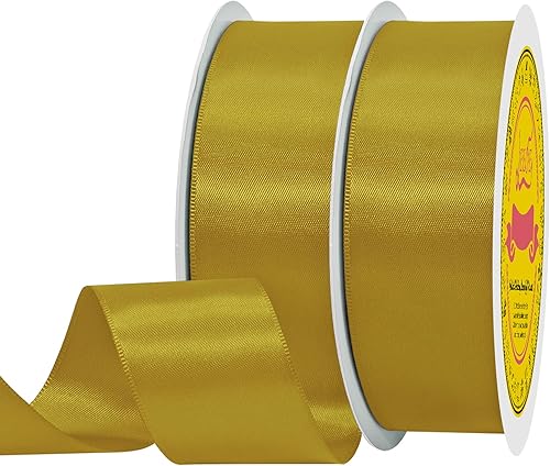 Miniatura 280 de Cinta de satén plateada de doble cara de 1-1/2 pulgadas x 50 yardas, cinta plateada de poliéster para envolver regalos, muy adecuada para bodas