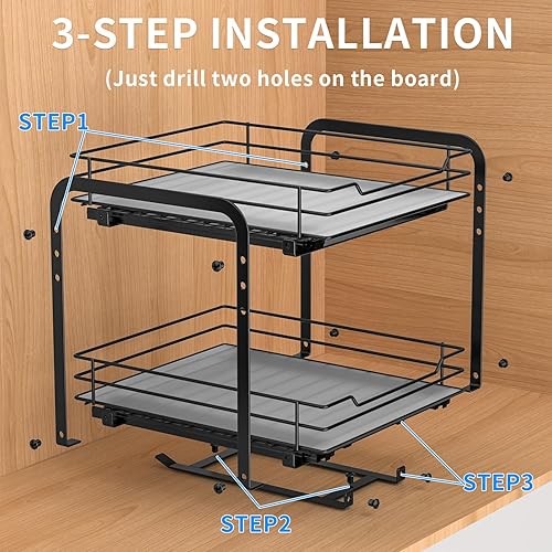 Miniatura 5 de RCHYFEED Organizador de especias para gabinete, 2 niveles extraíbles para armarios interiores y despensa, estante vertical de especias resistente