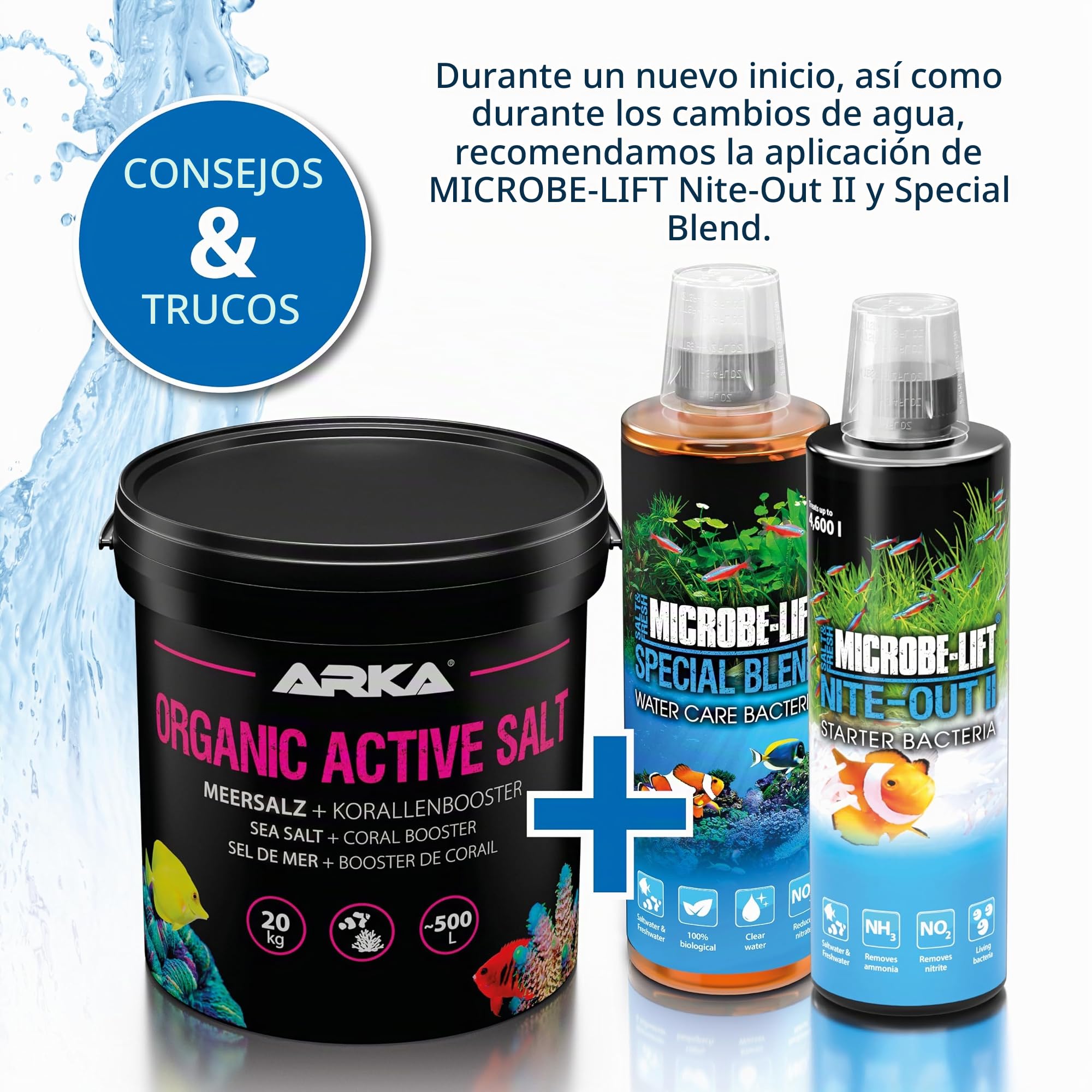 Sal de Arrecife Acuario 20 kg - Organic Active Salt con Bacterias | sal de arrecife con bacterias activas, booster corales, sin fosfatos, sin nitratos, para SPS, LPS, blandos, agua salada