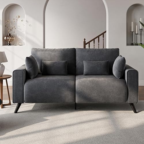 Miniatura 3 de Sofá biplaza de 70 pulgadas, sofás de dos plazas grises para sala de estar, sofá pequeño de 2 plazas para espacios pequeños, dormitorio, sofás de