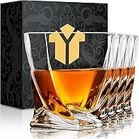 KITNATS Old Fashioned Whiskey Glasses Set of 4 - 10oz Lead-Free Crystal Rocks Glasses, Gift Box for Bourbon Scotch Rum