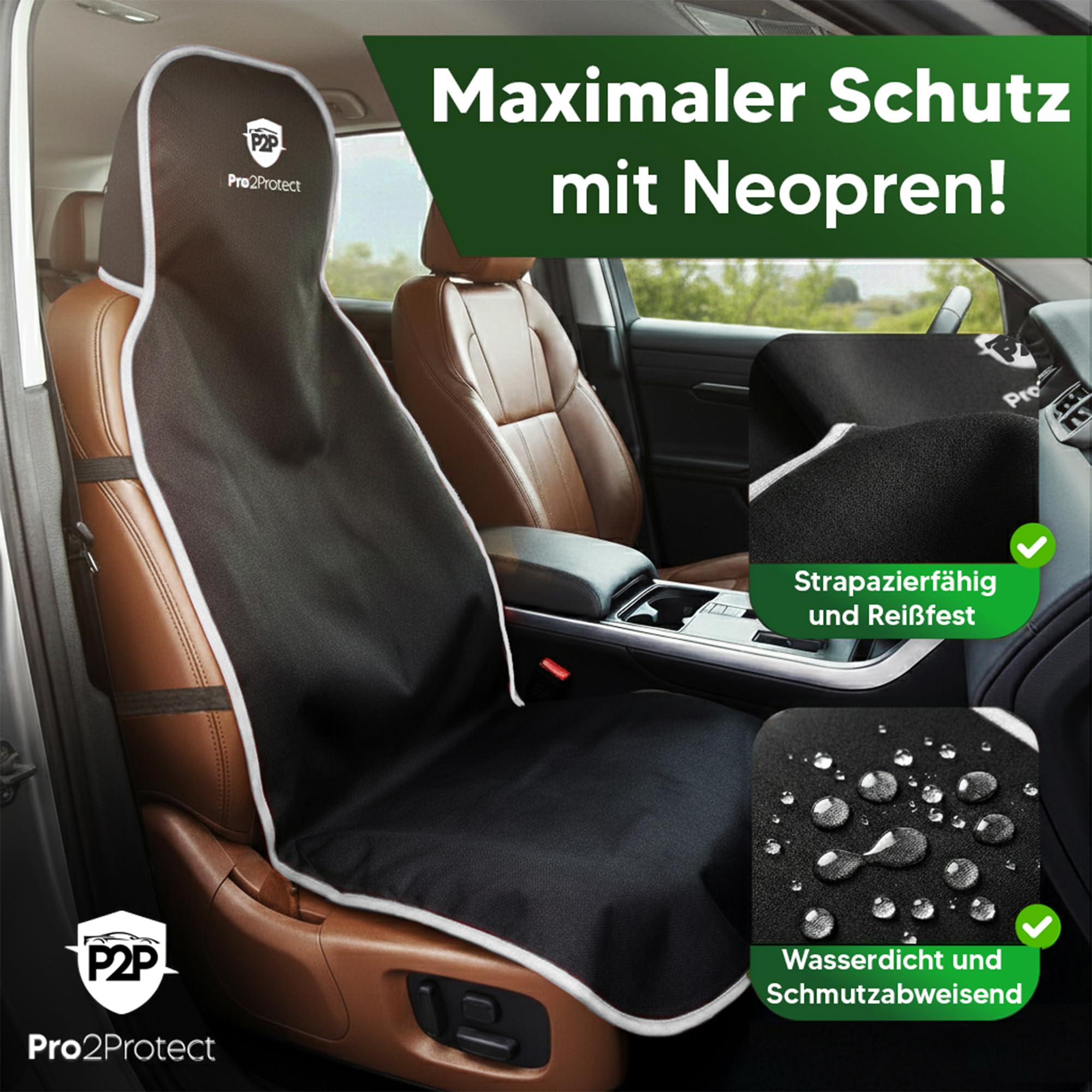 Pro2Protect Coprisedili in neoprene (nero e bianco, set da 1)