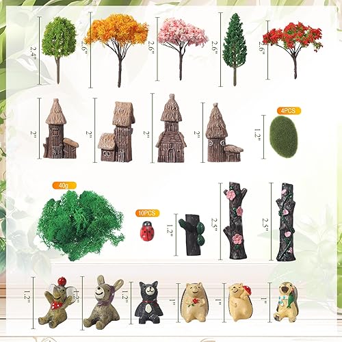 Miniatura 3 de Canlierr Juego de 58 piezas de jardín en miniatura, accesorios de diorama de casa de hadas, mini materiales, adornos de micro paisaje, árboles de