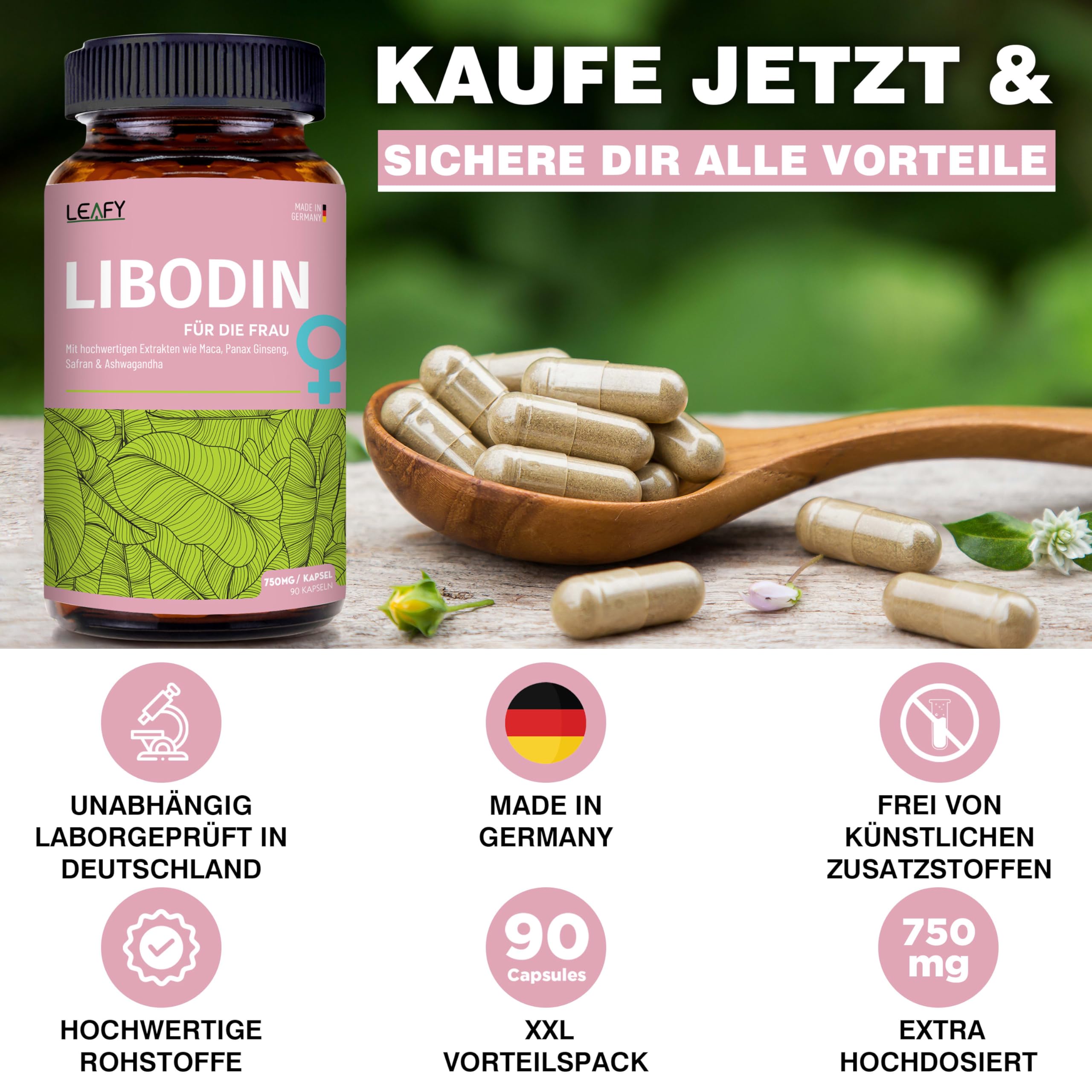 NEU:Libo Booster für die Frau - Hochdosierte & Super Starke Pflanzenextrakte | Optimierte Rezeptur - 90 Kapseln a 750 mg pro Kapsel - Pflanzlich ohne Zusatzstoffe (Packung mit 2)