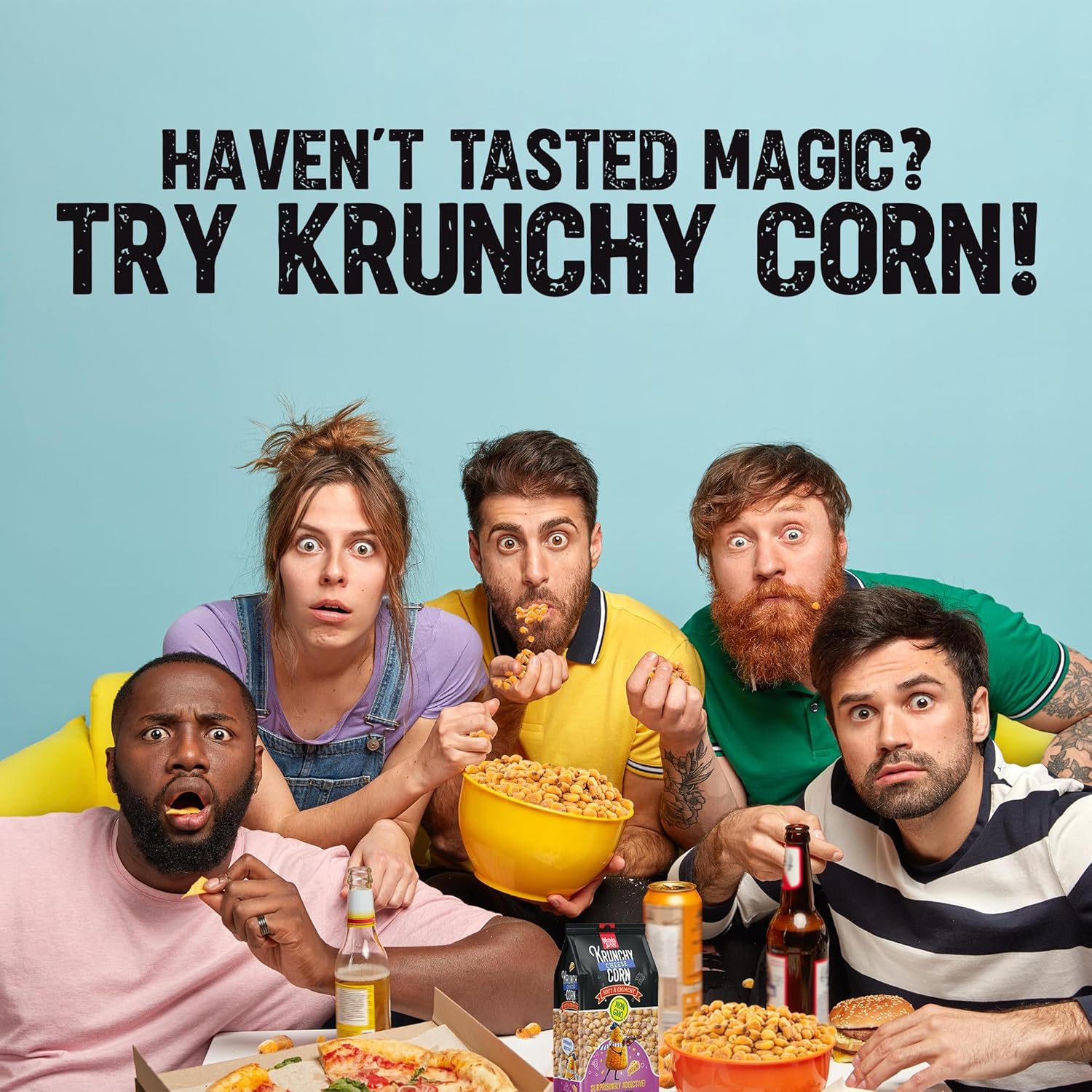 Krunchy Corn Snack–Cheese Flavor | Original Roaste Non-GMO & Gluten Free Corn Nuts | Crunchy Corn Snack for Lunchbox,Office,Parties & On-the-Go | Chips & Crackers Alternative Pack of 8 (3.52 oz / 100 gm each)