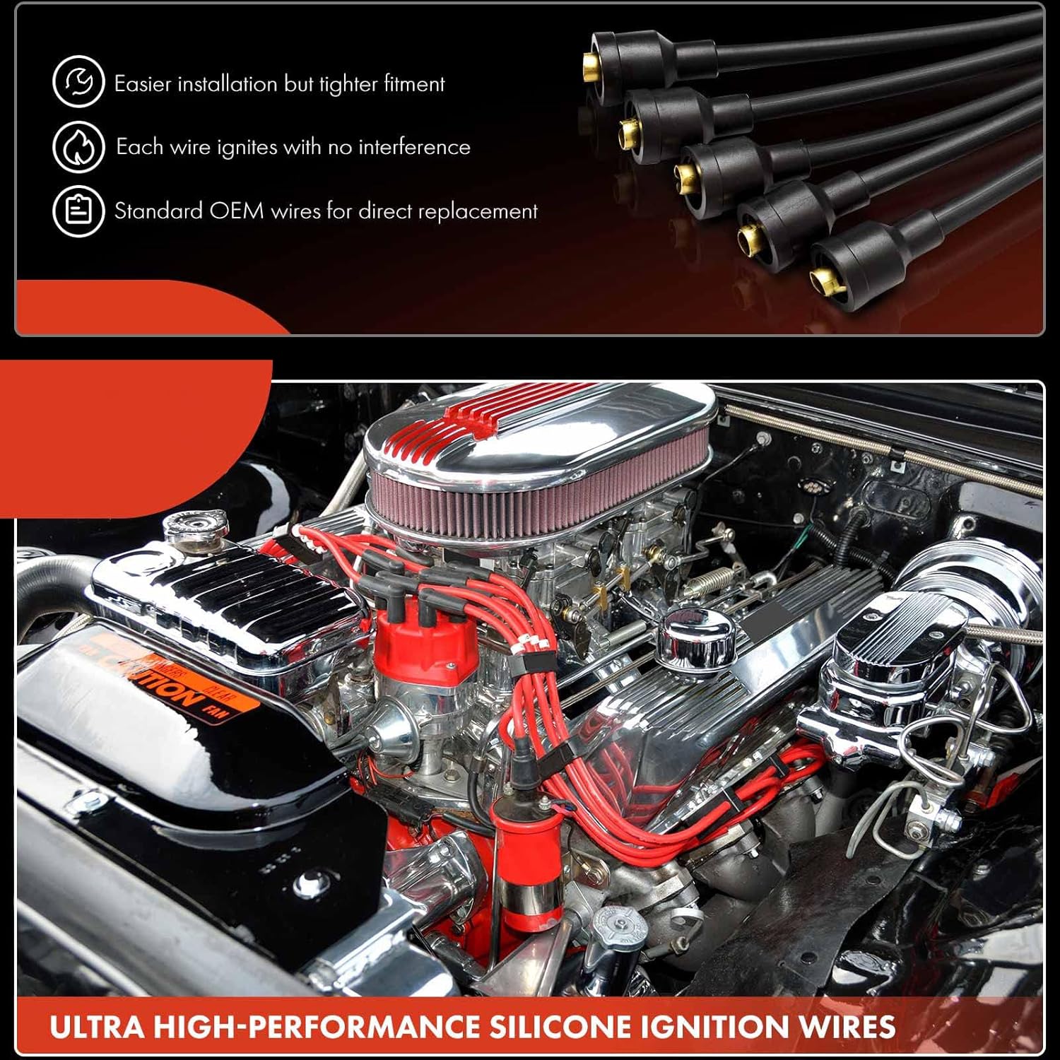 Unifizz Set of 4 Ignition Spark Plug Wires Compatible with Ford Ranger 2001-2011 & for Mazda B2300 2001-2010 L4 2.3L