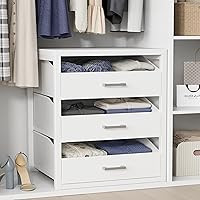 BOLUO White 3-Drawer Fabric Dresser for Closet Storage - Modern Organizer for Bedroom, Dorm, Easy Assembly