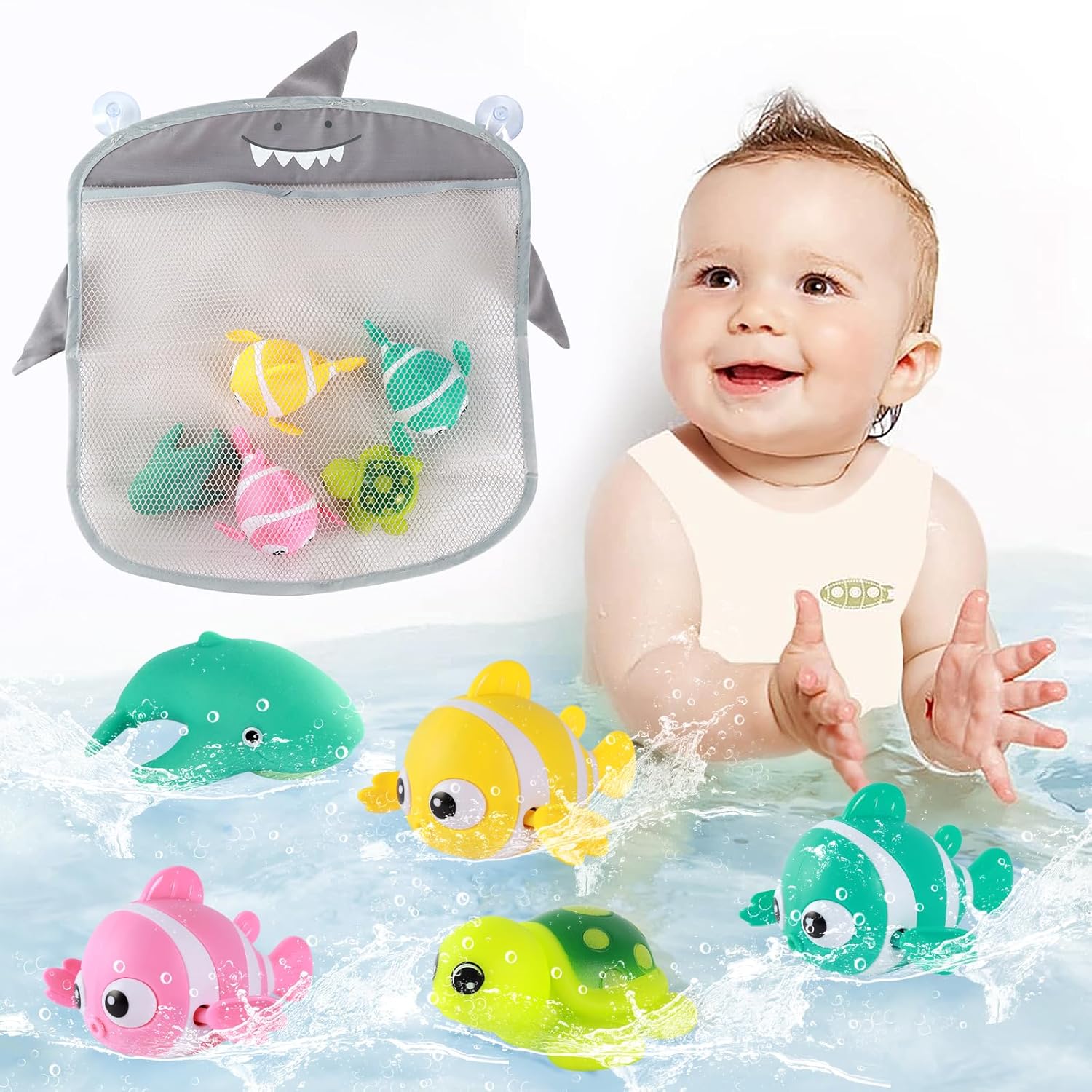 Baby Bath Toys, 6 Pack Cute Swimming Fish Bath Toys for