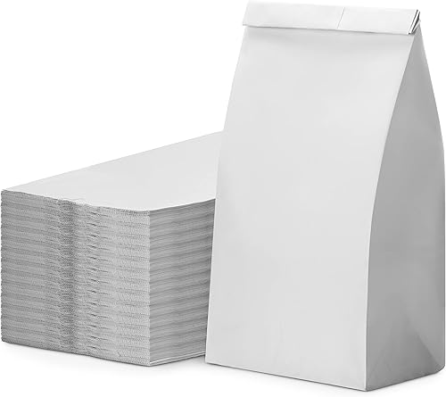 Culinware Bolsas de papel kraft de 10 libras, color blanco duradero para aperitivos, almuerzo, sándwich, pasteles, palomitas de maíz, comestibles y