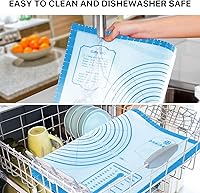 Vista 12 de Tapete de silicona, 28 x 20 pulgadas, extra grande, antiadherente, para hornear, con medición, tapete grueso reutilizable para mostrador de hojas