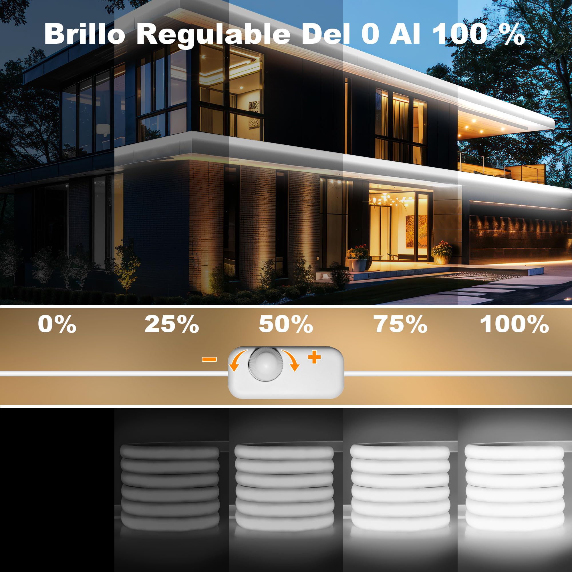 Gliztech Ruban LED COB Exterieur IP67 Étanche AC 230V à Douille Directe, Super Lumineuse Led Cob avec Contrôleur à Double Fusible, Bande LED Blanc pour Jardin Terrasse Commerciale (6500K, 30M)