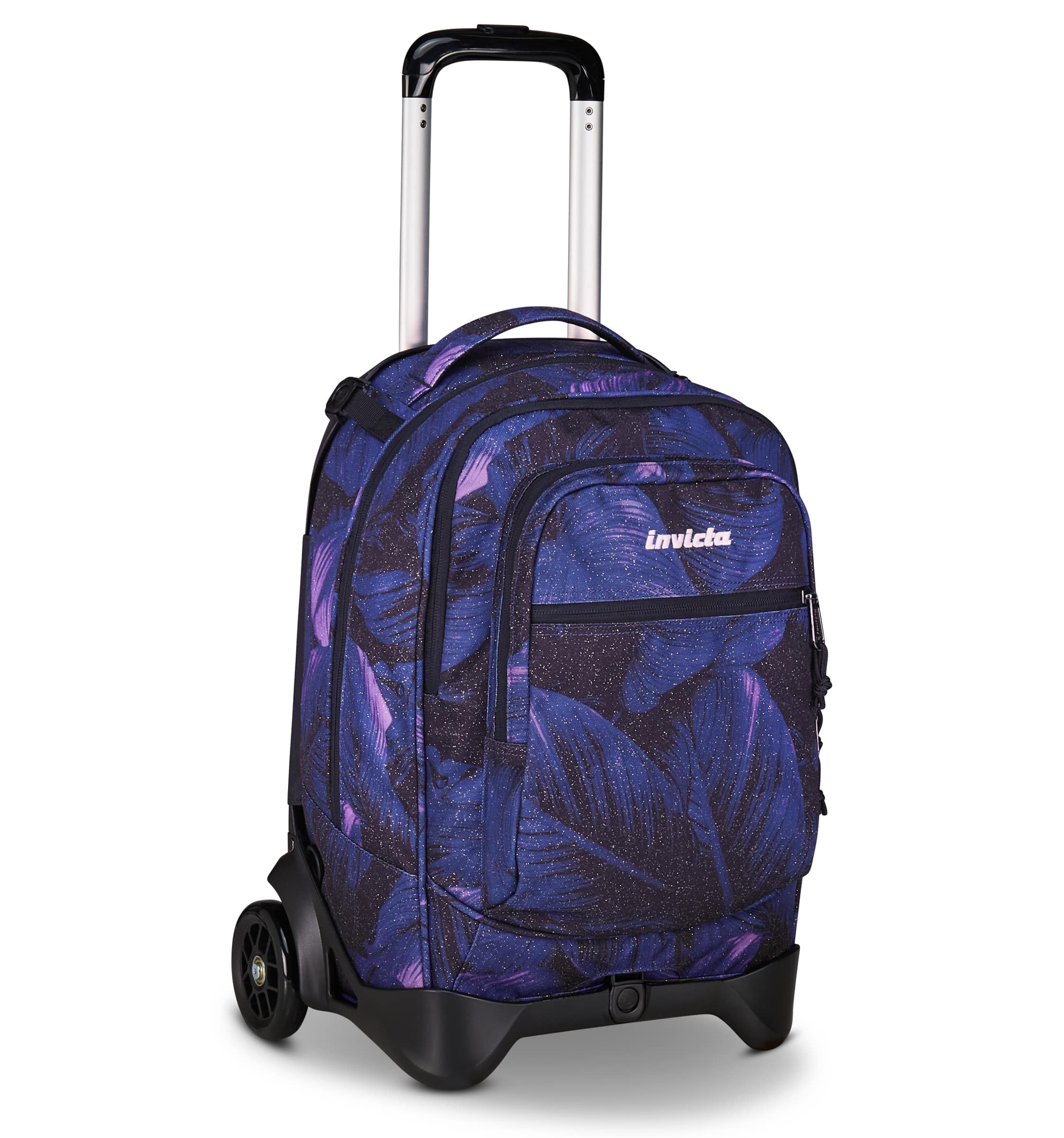 Invicta Trolley Scuola Plug Fantasy Shine, Viola, 3 in 1, Zaino Doppio Scomparto Con Carrello Sganciabile, Tasca Per PC, Tasca Per Borraccia, 34 lt, Scuola Media e Superiore, Viaggio, Zaino Ragazza