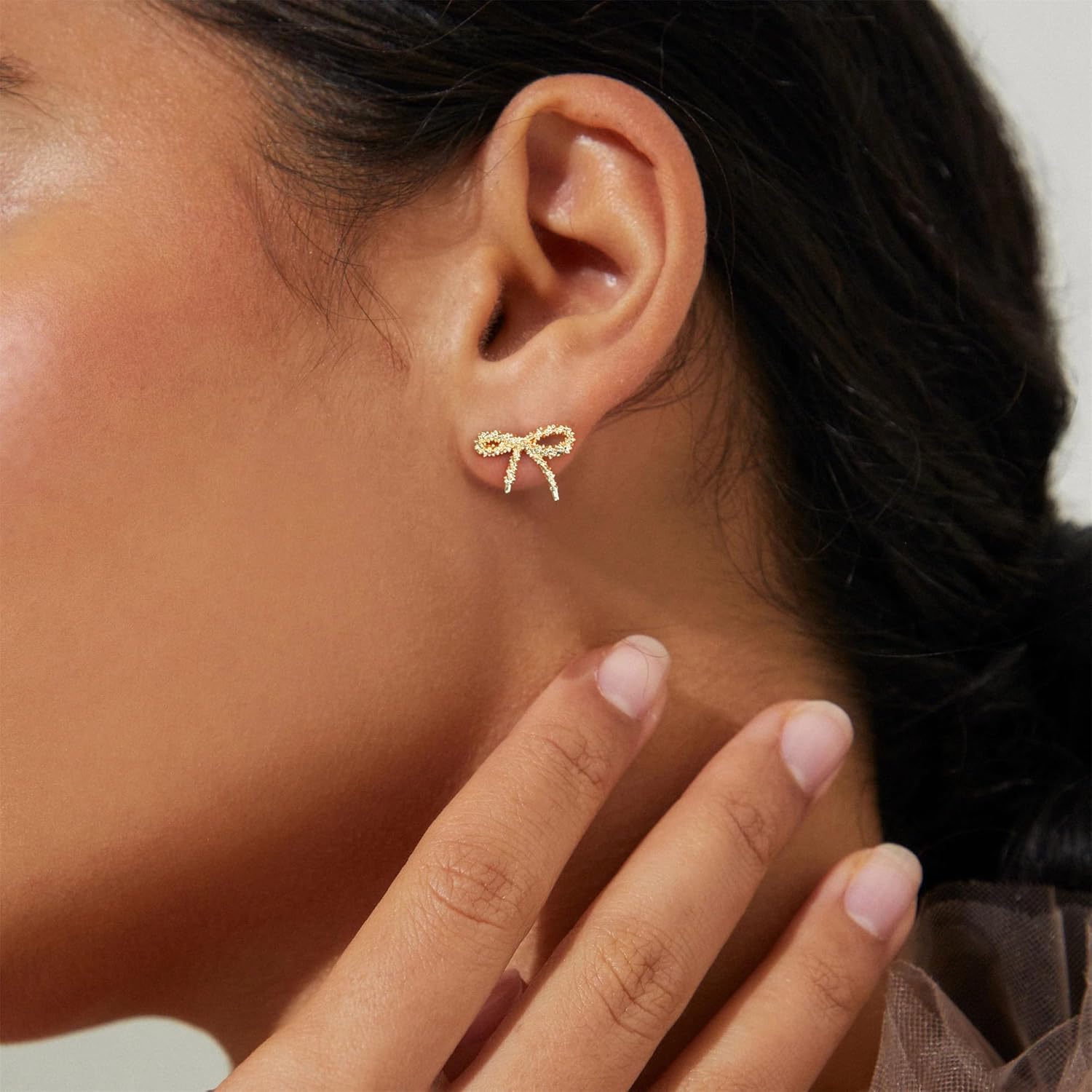 Gold Earrings for Women - Hypoallergenic Small Bow Knot Studs, Silver Snowflake Earrings, Dainty Everyday Earrings for Sensitive Ears - Image 2