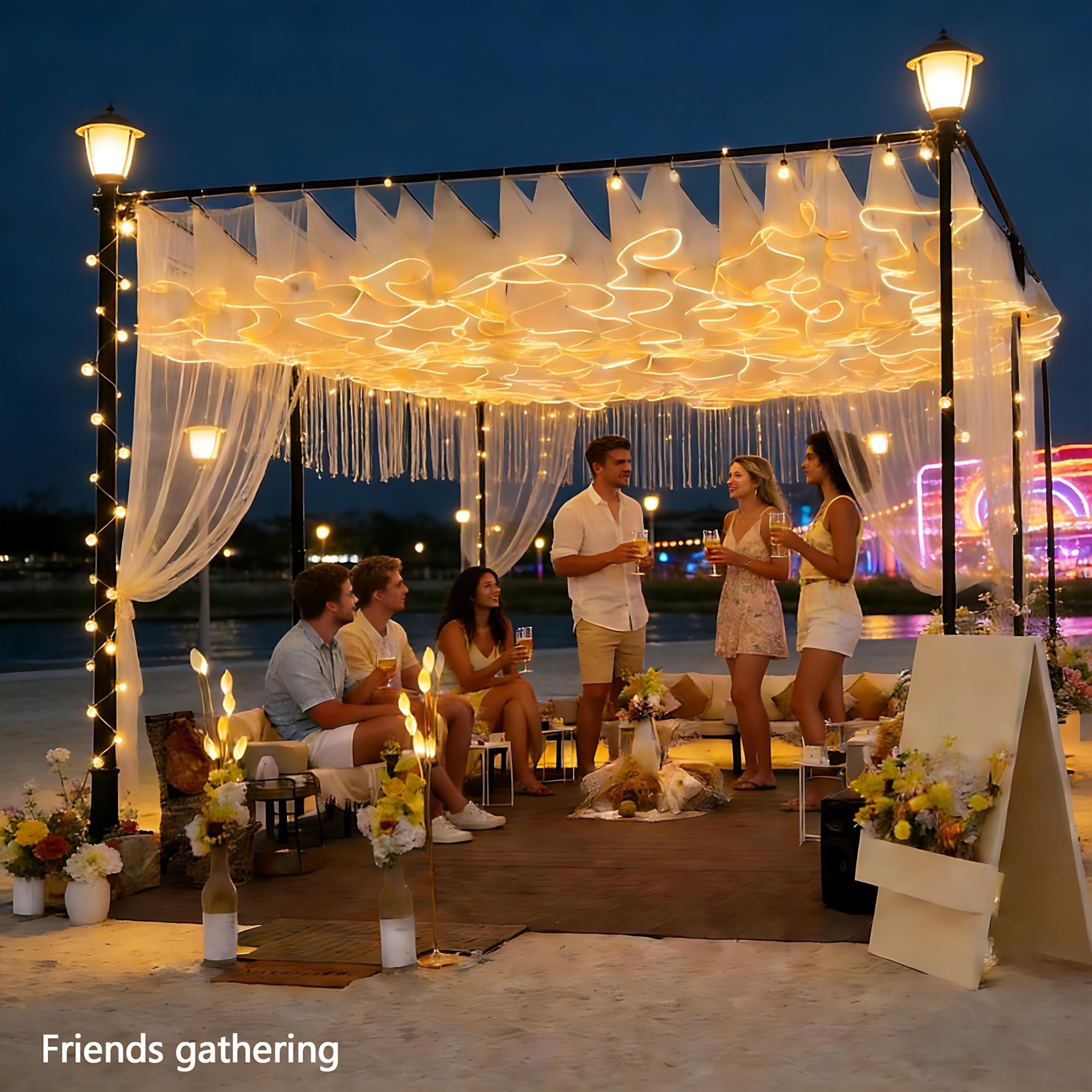 Tenda luminosa a luce, 100 metri di lunghezza, 5 sezioni, perfetta per matrimoni, compleanni, feste e proposte, luce calda, altezza 60 cm, decorazione squisita