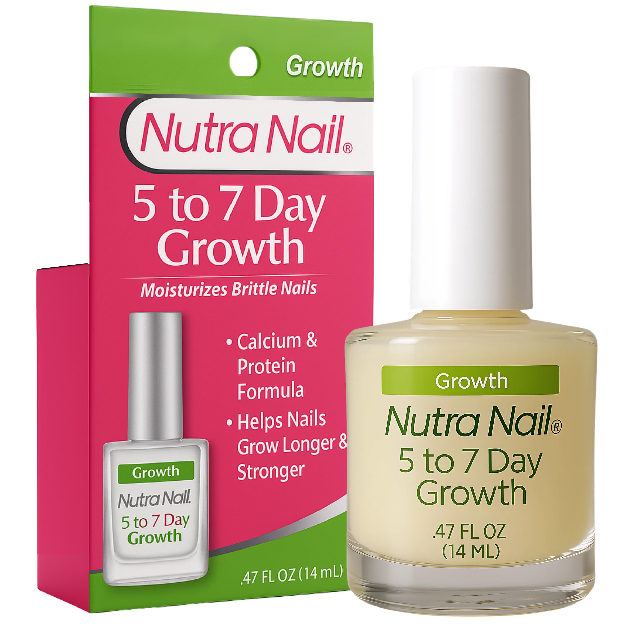Nutra Nail 5 To 7 Day Growth with Calcium & Protein Formula, 13 ml, WHITE, 0.50 Fl Oz (Pack of 1)