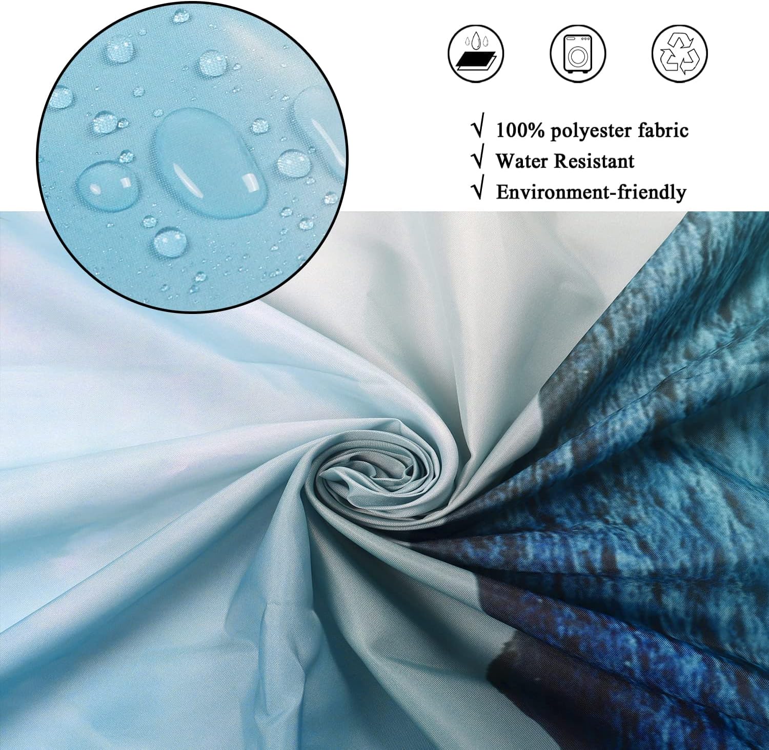 Ocean Shower Curtain, Summer Tropical Palms Maldives Island Beach Sea Landscape Bathroom Curtain Waterproof Fabric Machine Washable with 12 Hooks