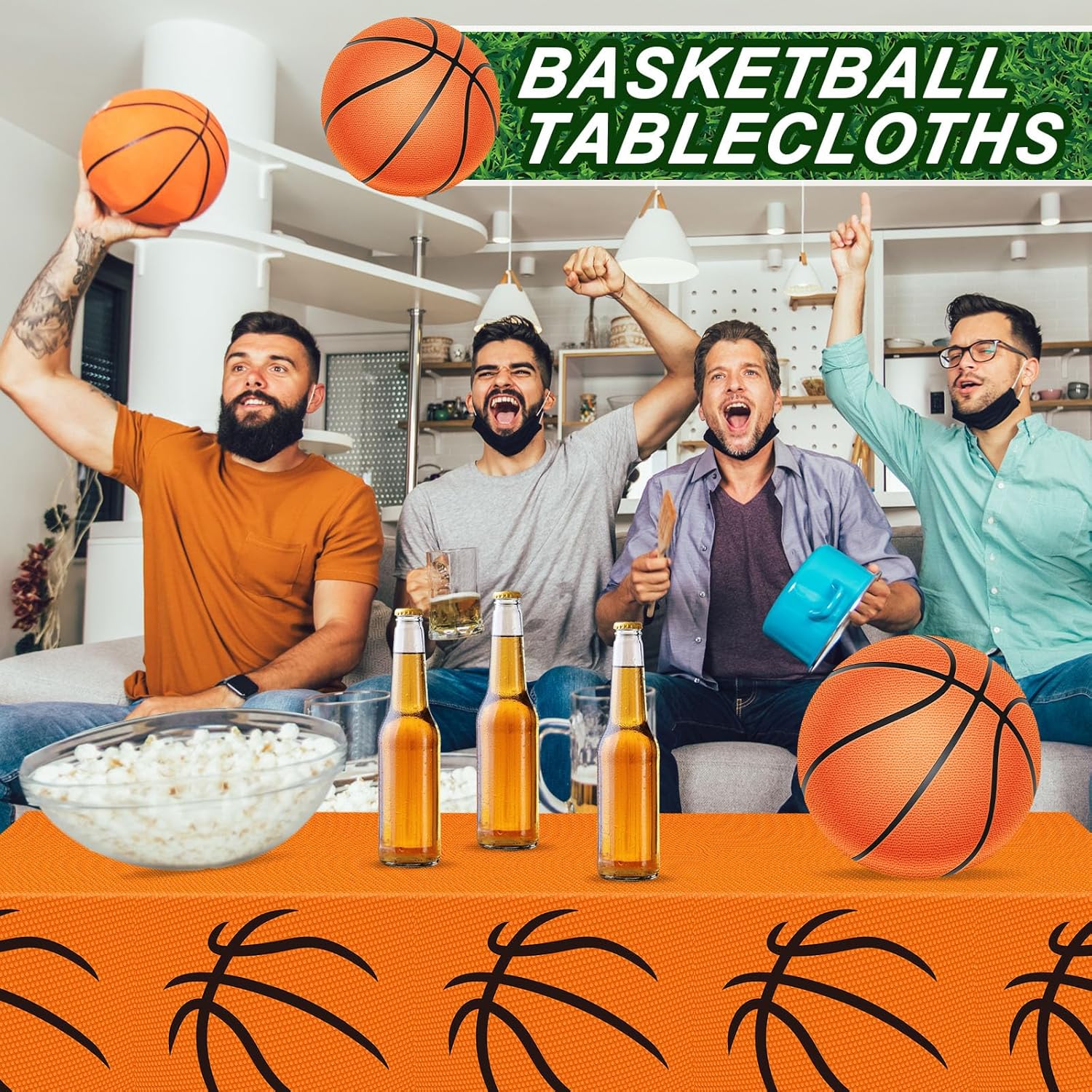 Preboun 10 Pcs Sports Plastic Tablecloths 54 x 108 Disposable Basketball Football Soccer Golf Table Cover for Sports Birthday Party Decoration