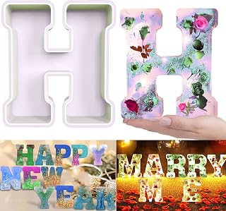Resin Mold, Large Letter H 3D Silicone Molds for Epoxy Resin Casting, Alphabet Moldes De Silicona para Resina for Art, Soap, Clay Crafts, Home Party Decorations, Jewelry, Candle Wax, DIY Cake Candy
