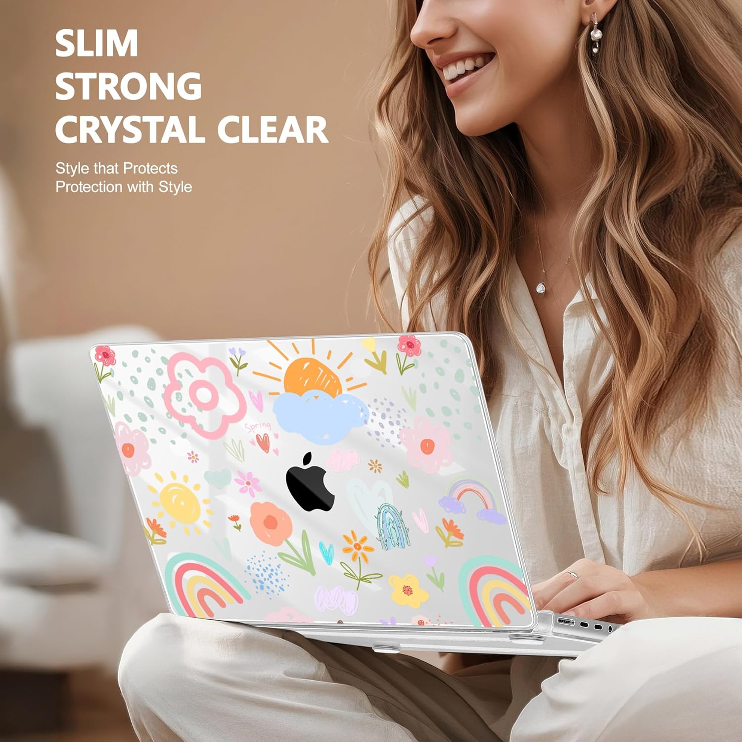 May Chen for MacBook Pro 16 inch Case M1 M2 M3 M4 M5 Pro/Max with Liquid Retina XDR, Release 2021-2025 2026 A3429 A3428, Anti-Drop Plastic Hard Shell with Keyboard Cover, Rainbows Flowers