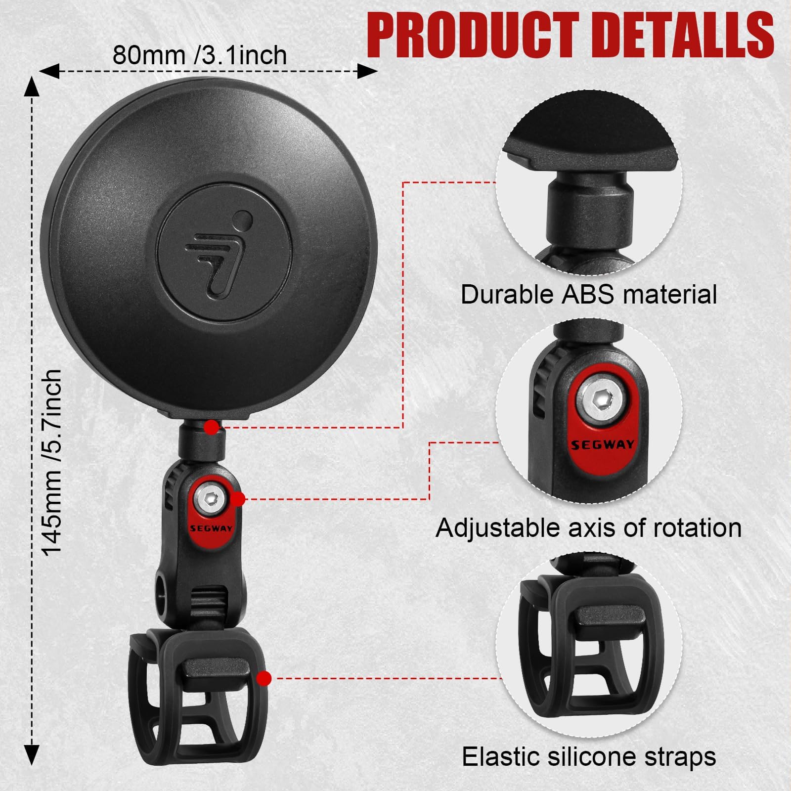 Specchietto Retrovisore per Scooter Grandangolare Regolabile, Compatibile con Segway Ninebot MAX G30 G2 G3 ZT3 Pro E3 F3 F2 GT3 Accessori per Monopattino Elettrico
