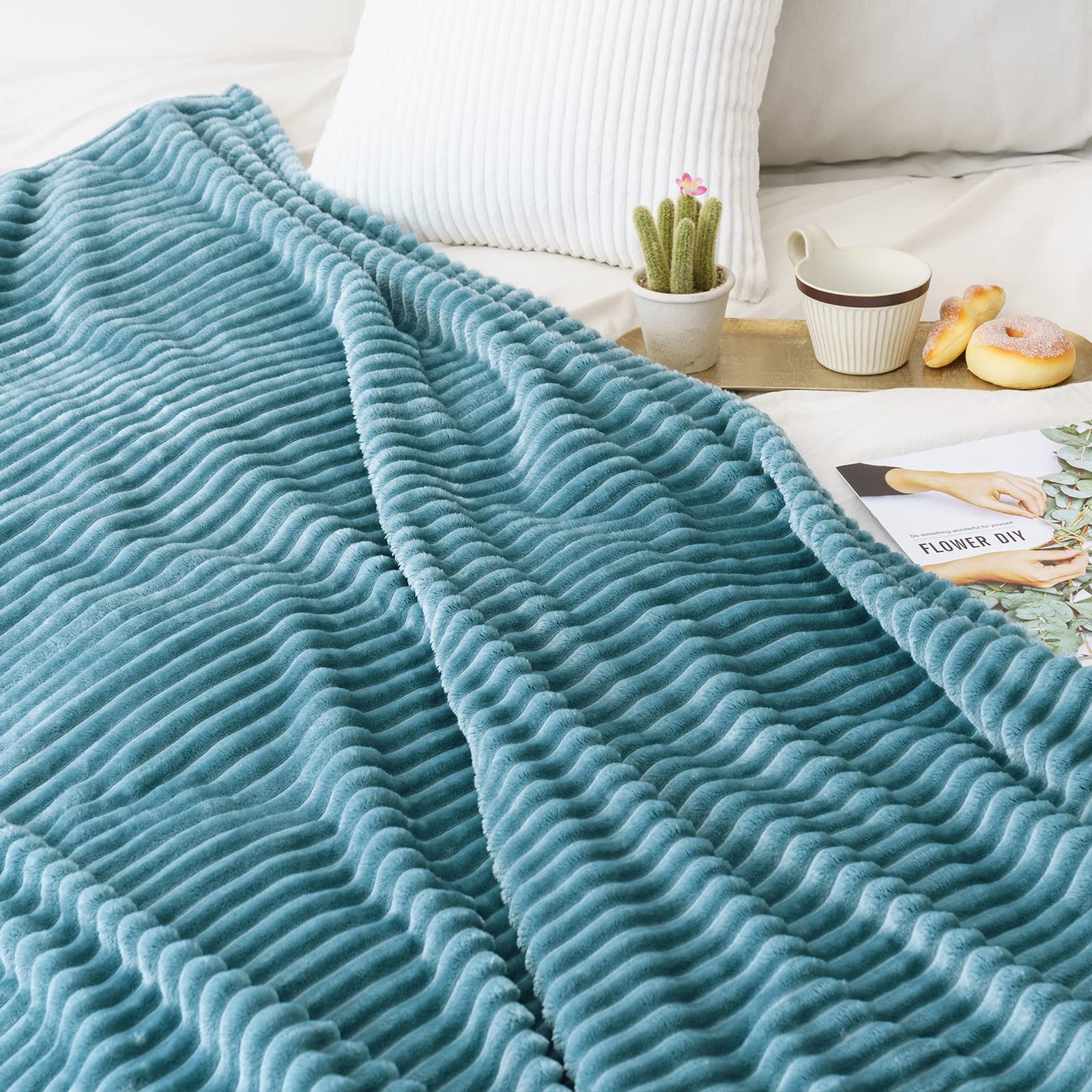 Zomer Coperta In Pile 125x150 Cm – Morbida E Calda, Motivo Ancora Blu, Per Divano E Viaggi
