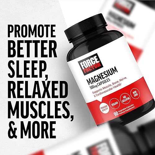 Miniatura 6 de Force Factor Suplemento de magnesio para apoyar los músculos, huesos, nervios y salud cardiovascular, fabricado con glicinato de magnesio, citrato