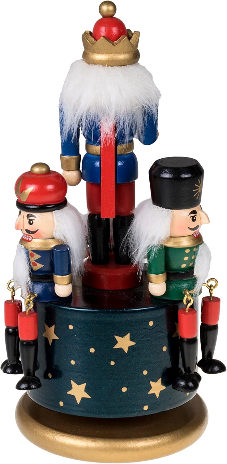 Traditional Wooden Nutcracker Wind Up Music Box, Gold Music Box, 8 inch - Image 4