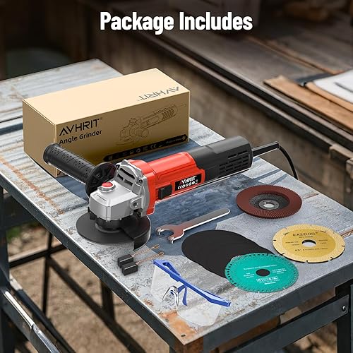 Miniatura 8 de Amoladora angular Avhrit de 4-1/2 pulgadas de 10 amperios, herramientas de amoladora angular de potencia con 13000 RPM, 1200W, amoladora angular