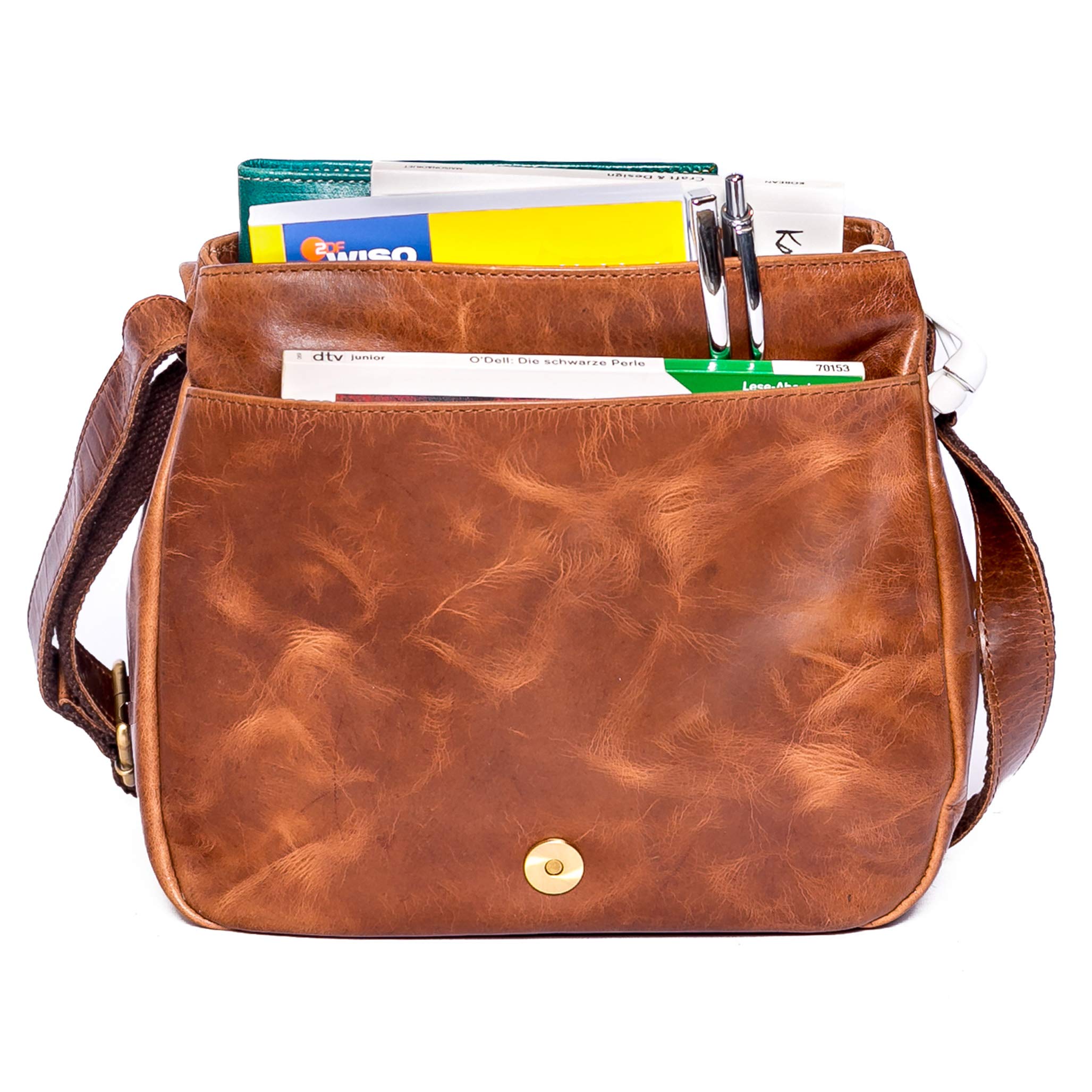 ALMADIH Borsa in pelle di vaccetta donna LOLA marrone deluxe Bandoliera a mano Borsetta a tracolla tracollina monospalla Shopping Porta documenti da lavoro satchel tote grande capacita