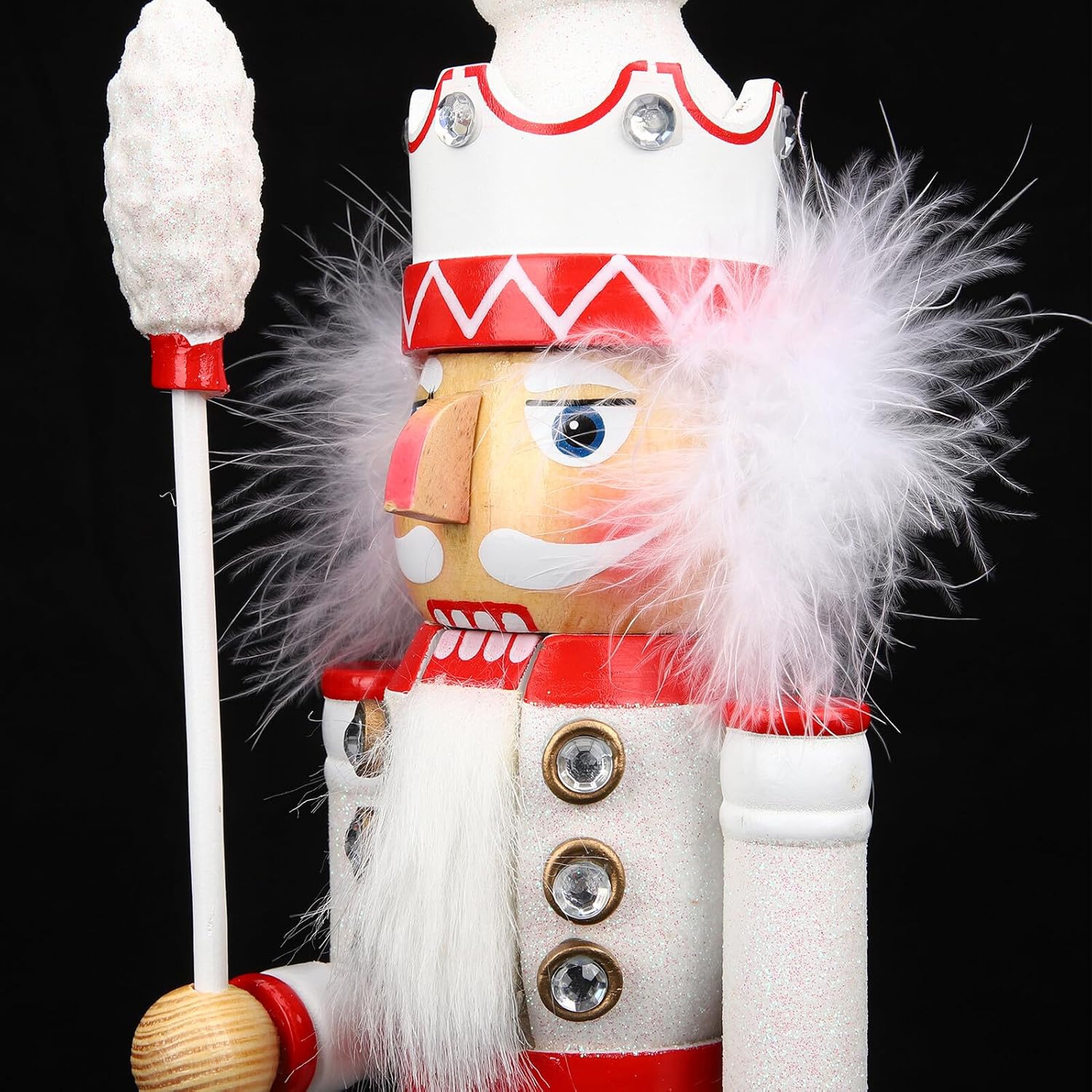 Cabilock Wooden Christmas Nutcracker Figurine White Painted Soldier Xmas Party Decoration Xmas Desktop Nutcracker Ornament Traditional Holiday Tabletop Decor