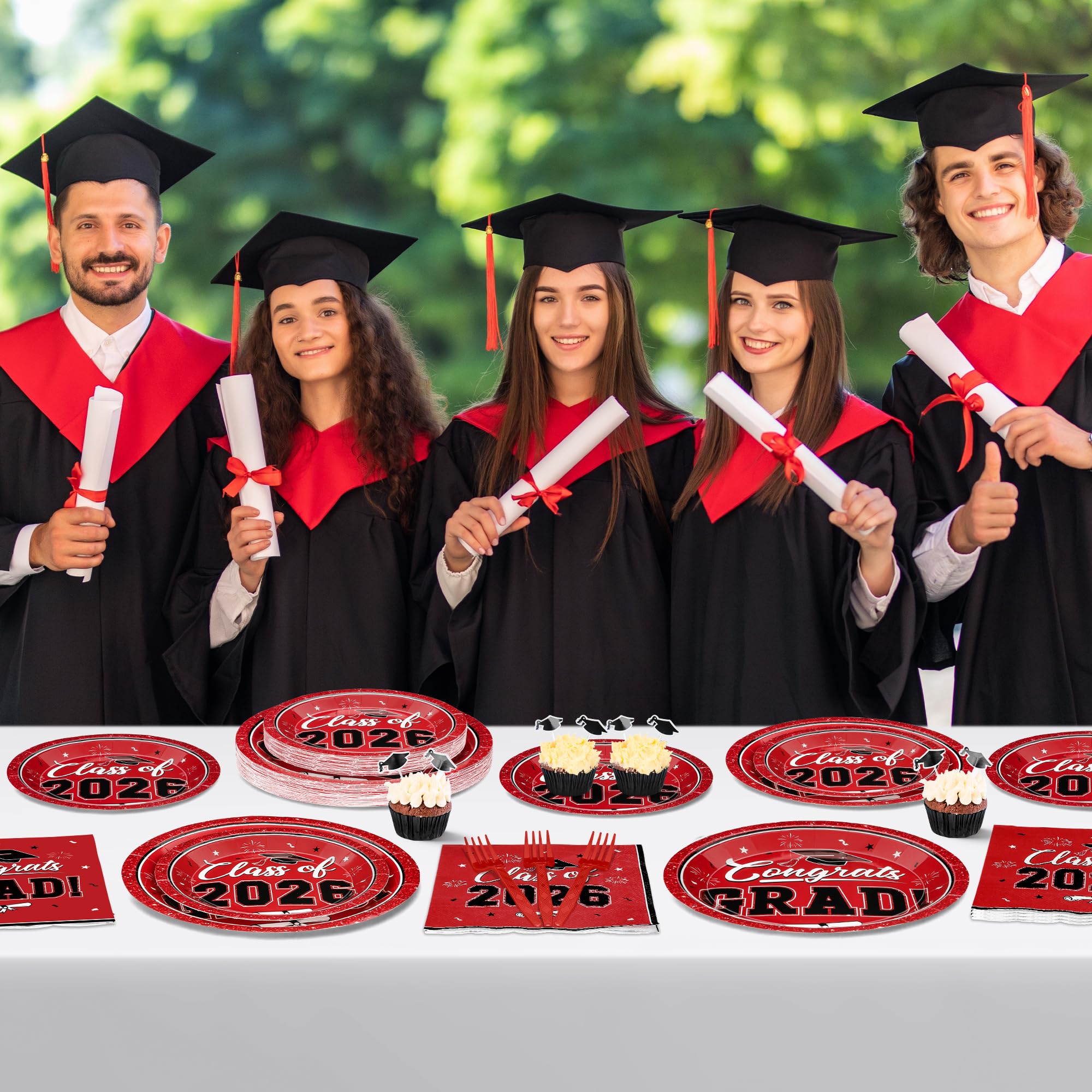 Snapklik.com : 200Pcs Graduation Supplies Set 2026, Red Graduation ...
