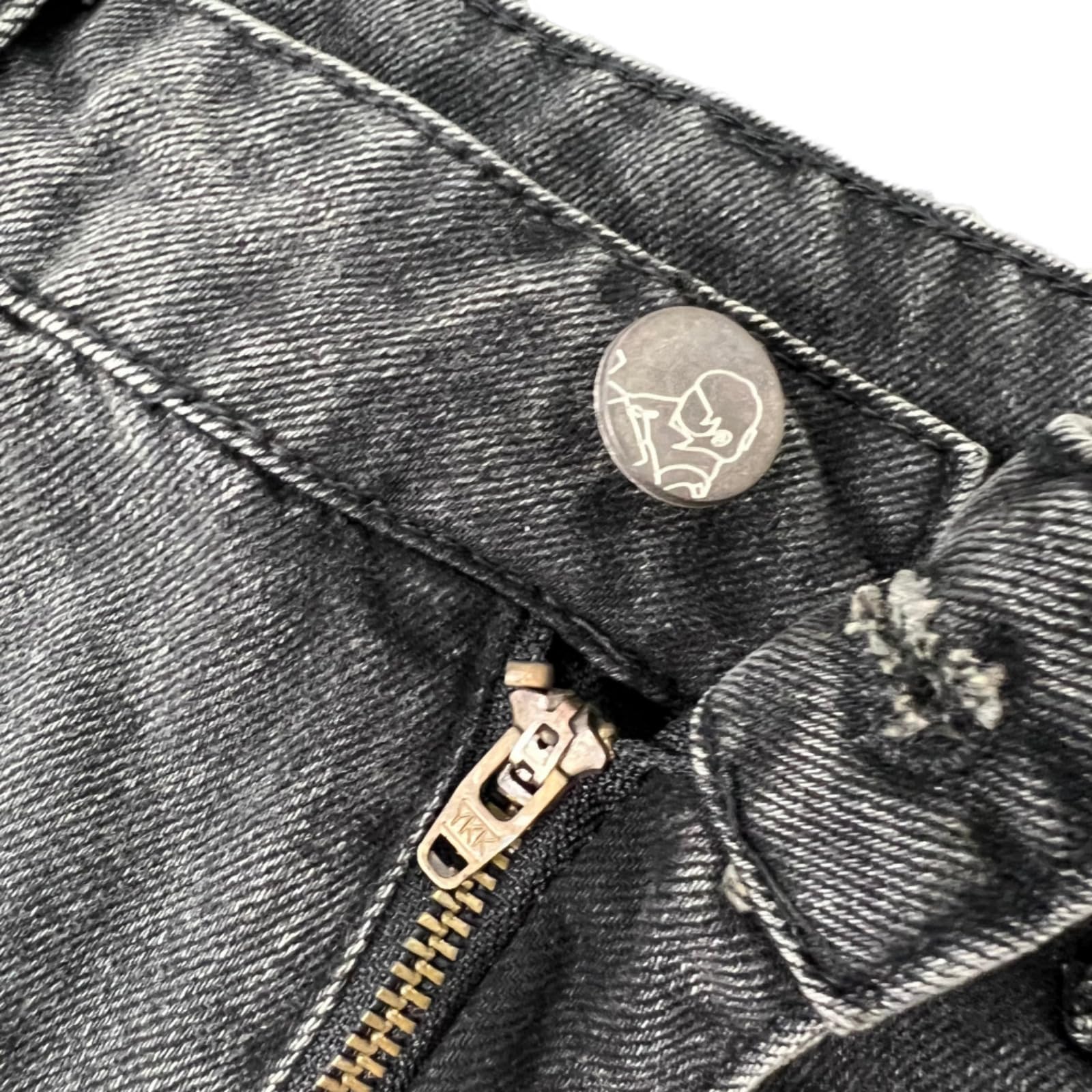 Générique Czarne dżinsy męskie, luźny krój, spranie vintage, spodnie dżinsowe z haftem na plecach, casualowe streetwear.