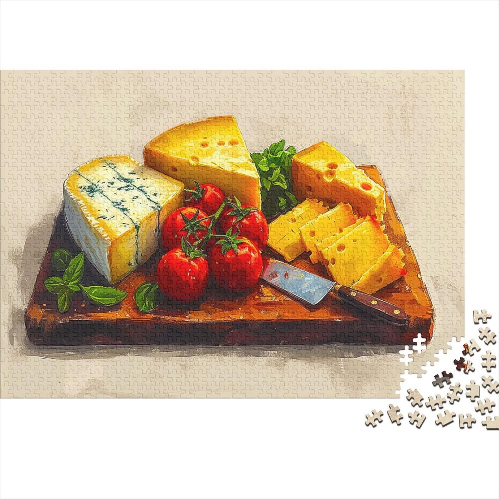 Cheese Jigsaw Puzzles for Adults 1000 Piece Various Cheeses Jigsaw Puzzle Challenging And Brainteasing Multi Colour Therapeutic Fun Home Decoration Birthday Party Gift Toy 1000pcs (75x50cm)