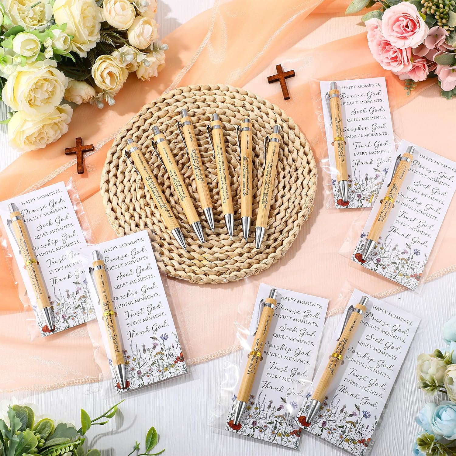 Supervitae 36 Sets Mother's Day Christian Gifts for Women Bible Verse Pens with Thank You Cards Religious Pens Scripture Gifts for Church Sunday School Office